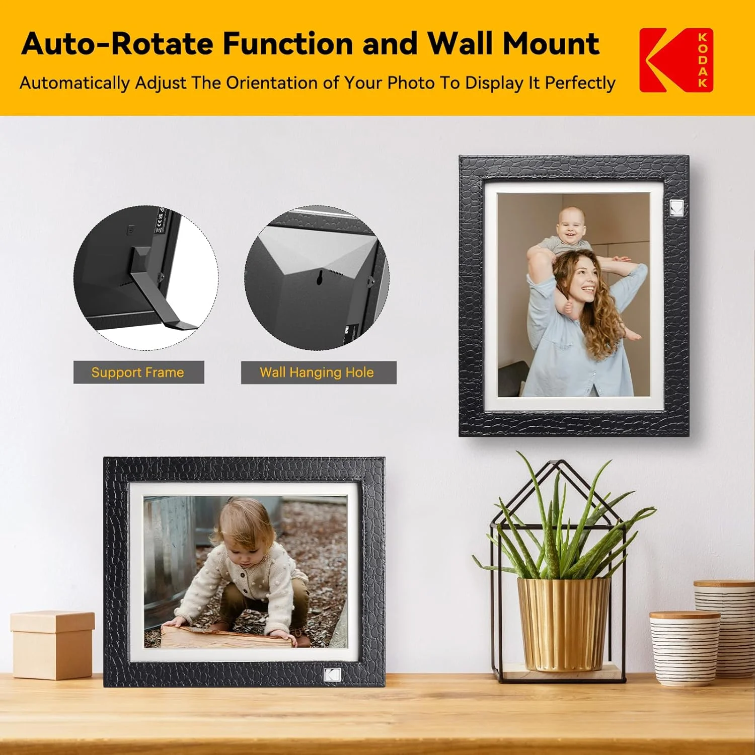 قاب عکس دیجیتال 9.7 اینچی KODAK با WiFi، صفحه لمسی IPS 2K با وضوح 2048x1536، حافظه 32 گیگابایتی، کیف چرمی مشکی، سنسور حرکتی چرخش خودکار، اشتراکگذاری عکسها و فیلمها از هر کجا، هدیه برای خانوادهها قاب عکس دیجیتال 9.7 اینچی KODAK با WiFi، صفحه لمسی IPS 2K با وضوح 2048x1536، حافظه 32 گیگابایتی، کیف چرمی مشکی، سنسور حرکتی چرخش خودکار، اشتراکگذاری عکسها و فیلمها از هر کجا، هدیه برای خانوادهها