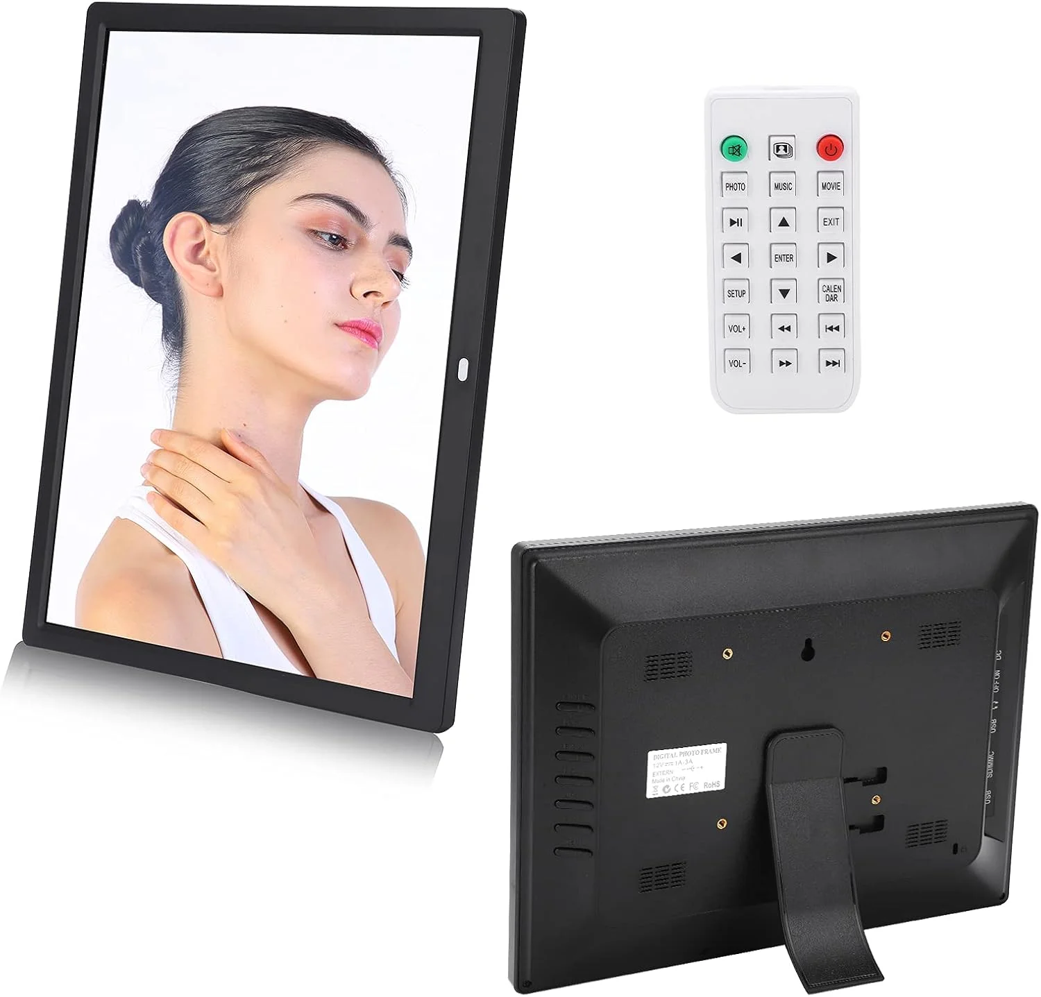 قاب عکس دیجیتال 15 اینچی Dpofirs، قاب عکس دیجیتال HD با رزولوشن 1024x768 پشتیبانی از پخش MP3/MP4/تصویر 100V-240V (دوشاخه UK)