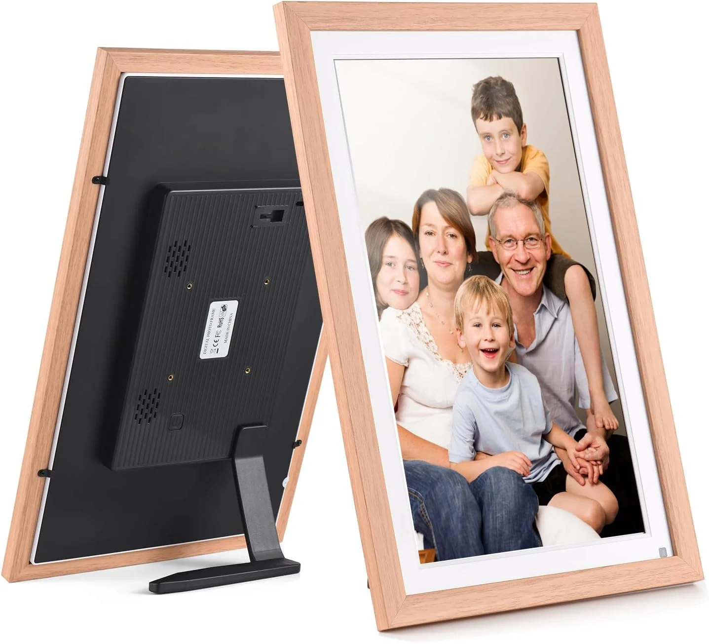 قاب عکس دیجیتال وای فای بزرگ 15.6 اینچی Eacam، قابلیت نصب روی دیوار، صفحه نمایش لمسی IPS با رزولوشن 1920*1080، ظرفیت ذخیره سازی 16 گیگابایت، چرخش خودکار، اشتراک گذاری عکس از طریق برنامه با پایه پشتی