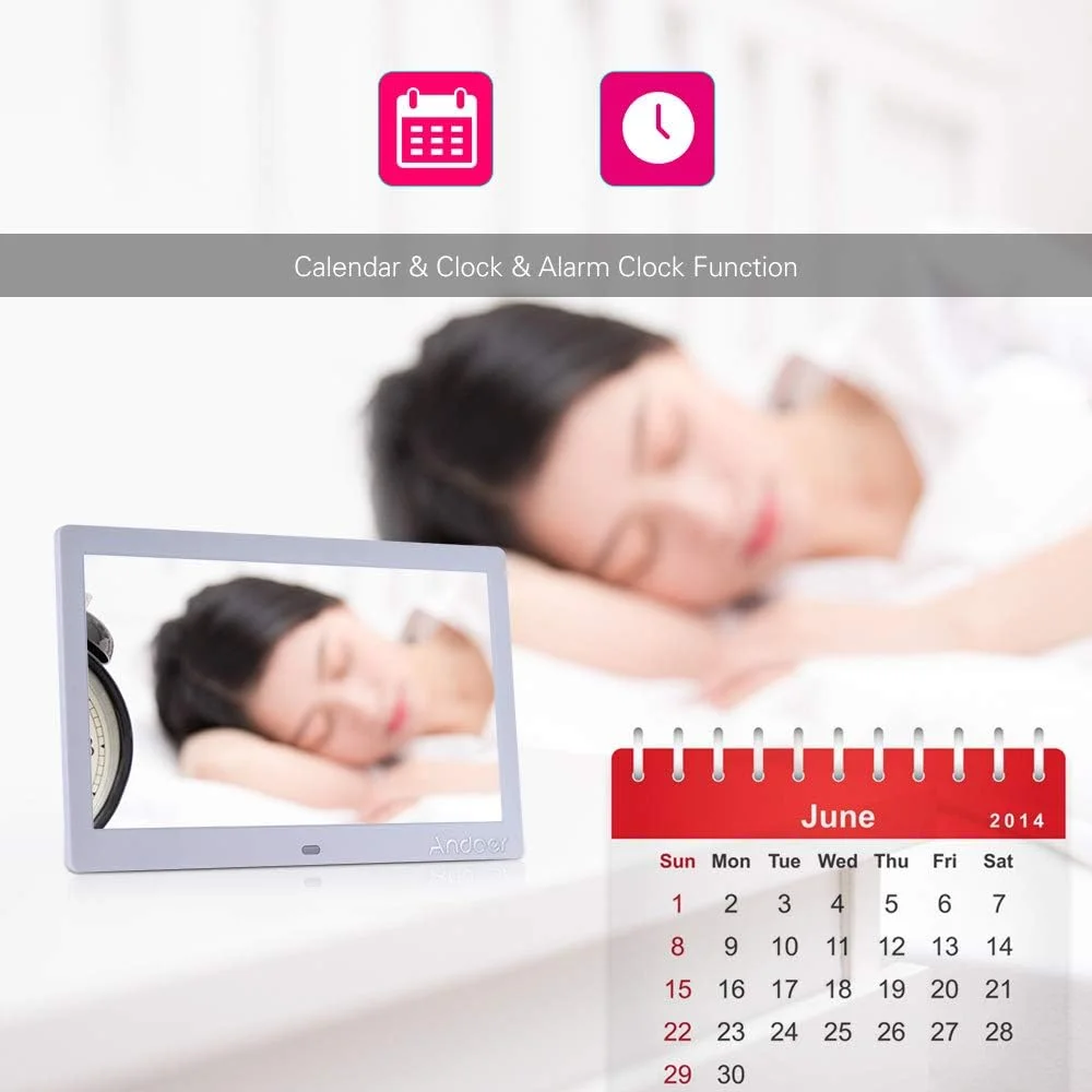 قاب عکس دیجیتال ال سی دی عریض 10 اینچی Eacam با رزولوشن بالا 1024 * 600 به همراه پخش کننده ویدیو MP3 MP4، عملکرد ساعت و تقویم و کنترل از راه دور 2.4G قاب عکس دیجیتال ال سی دی عریض 10 اینچی Eacam با رزولوشن بالا 1024 * 600 به همراه پخش کننده ویدیو MP3 MP4، عملکرد ساعت و تقویم و کنترل از راه دور 2.4G