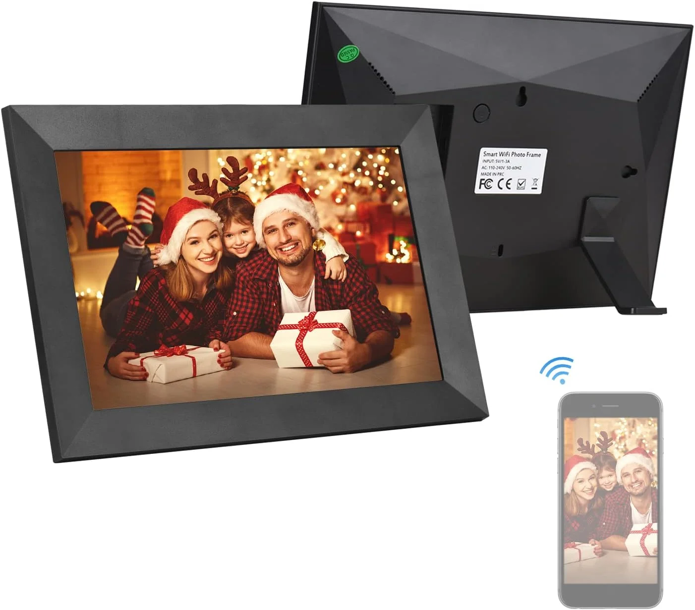 قاب عکس دیجیتال هوشمند وای فای 8 اینچی Eacam - صفحه لمسی IPS با رزولوشن 1280 * 800، ویدئو 1080P، حافظه 16 گیگابایتی، چرخش خودکار، اشتراک گذاری عکس از طریق برنامه