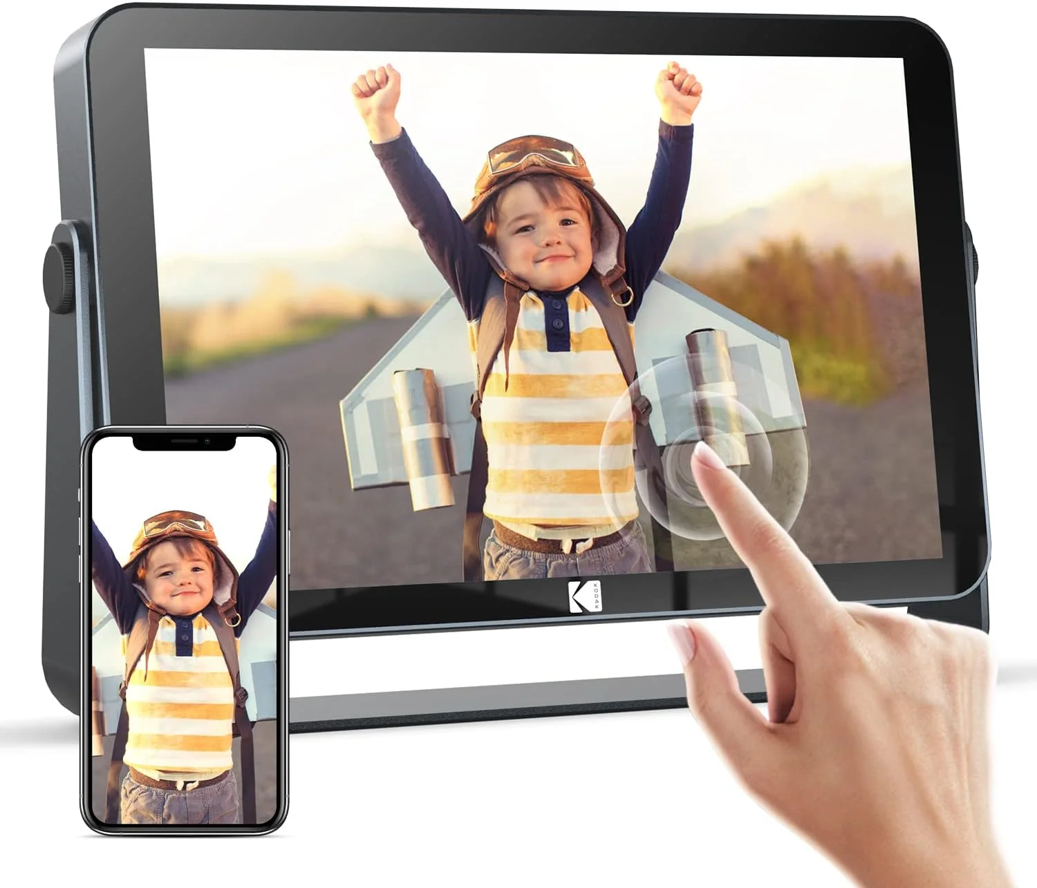 قاب عکس دیجیتال 10 اینچی KODAK با صفحه لمسی وای فای 6، کیفیت تصویر Full HD 1200 x 1920، حافظه 32 گیگابایتی، باتری 3800 میلی آمپر ساعتی، نمایش اسلاید و پخش موسیقی، نمایش خودکار آب و هوا، اشتراک گذاری از طریق وای فای 2.4G/5G - مشکی قاب عکس دیجیتال 10 اینچی KODAK با صفحه لمسی وای فای 6، کیفیت تصویر Full HD 1200 x 1920، حافظه 32 گیگابایتی، باتری 3800 میلی آمپر ساعتی، نمایش اسلاید و پخش موسیقی، نمایش خودکار آب و هوا، اشتراک گذاری از طریق وای فای 2.4G/5G - مشکی