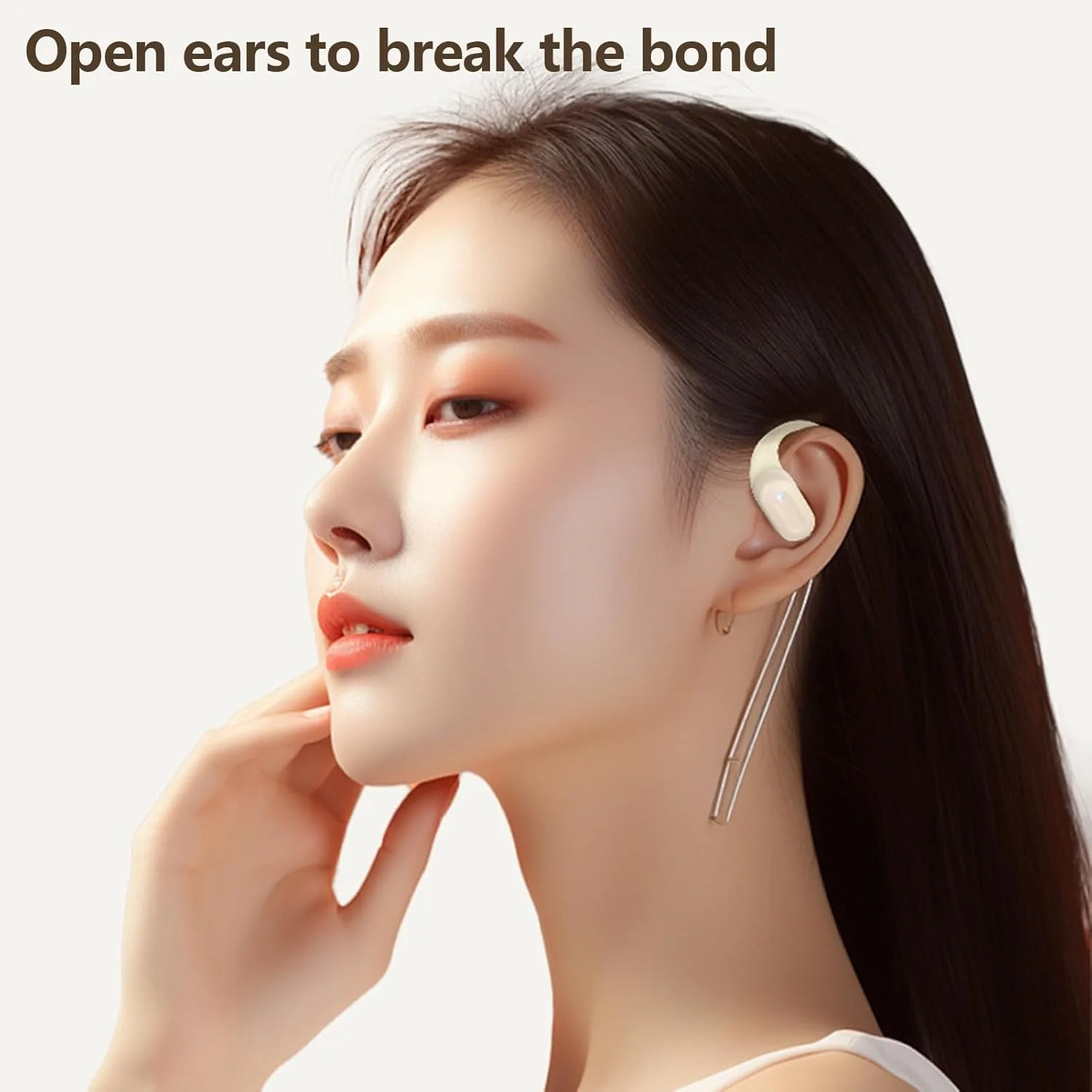 هدفون‌های بی‌سیم با طراحی گوش باز، مقاوم در برابر عرق، صدای کم تاخیر، دستگاه پخش صدا برای کار، شنا، دویدن و استفاده پخش زنده، کرمی/مشکی