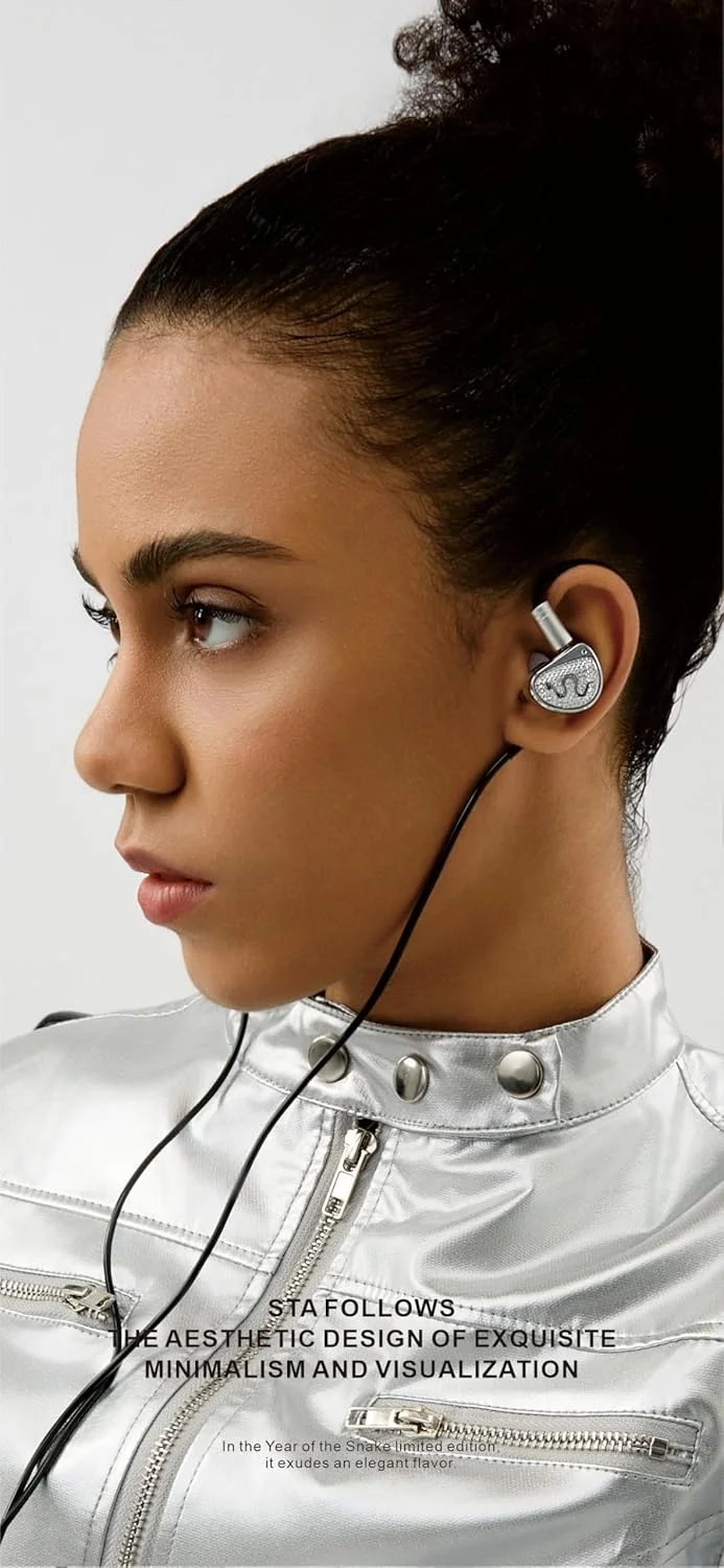 هدفون سیمی حرفه ای EarAcoustic بدون میکروفون، صدای Hi-Res با آهنرباهای دوگانه N50 و دیافراگم الماس، جک 3.5 میلی متری برای موسیقی/بازی/استودیو، کابل قابل تعویض (نقره ای - STA-HI END MAX)