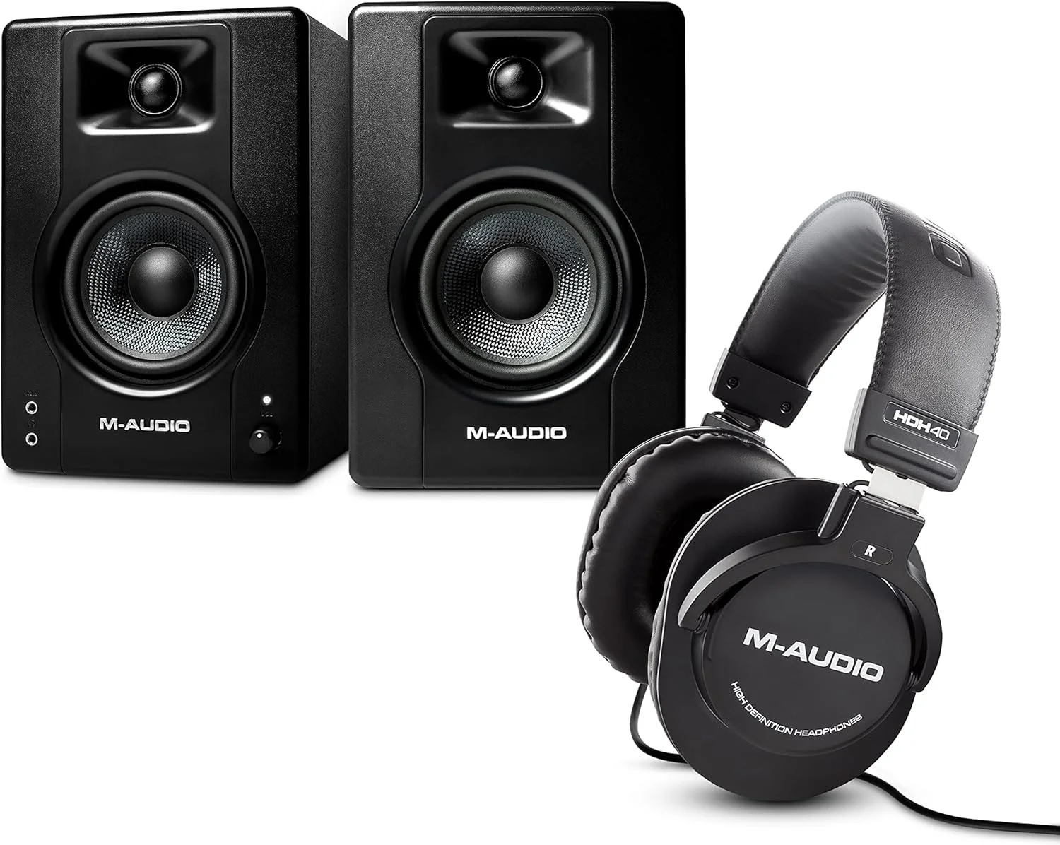 M-Audio BX4 و HDH40 - اسپیکرهای رومیزی/مانیتور استودیویی اکتیو 120 واتی و هدفون استودیویی Over-Ear