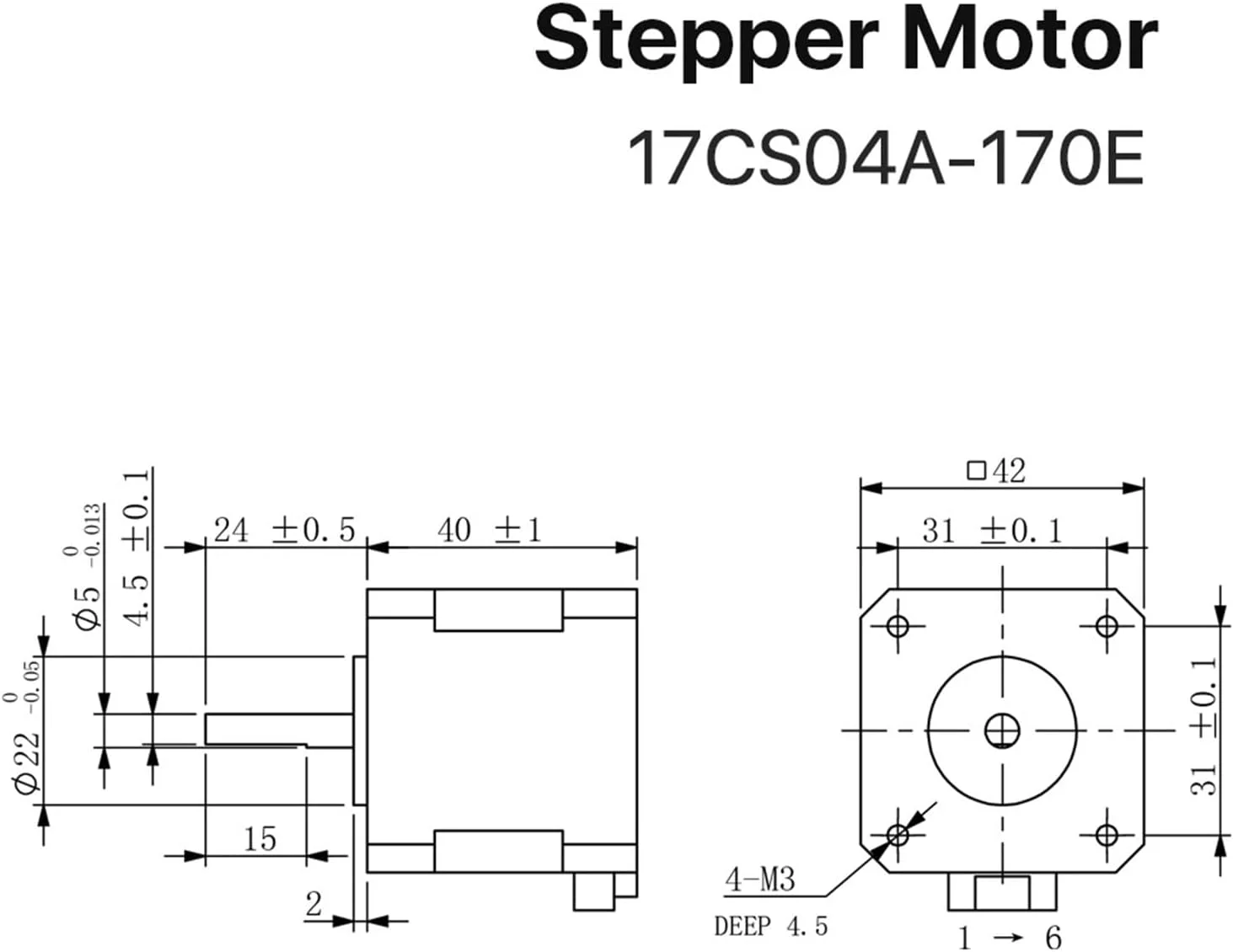 موتور پله ای Nema17، 0.42N.m، 1.7 آمپر، 2 فاز، 40 میلی متر، 4 سیم برای پرینتر سه بعدی، دستگاه CNC حکاکی و فرز