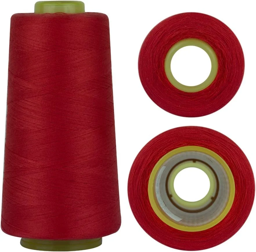 نخ خیاطی پلی استر RCL - 3000 یارد در هر قرقره، نخ های اتصال 40/2 همه منظوره برای چرخ خیاطی و تعمیرات دستی (قرمز)