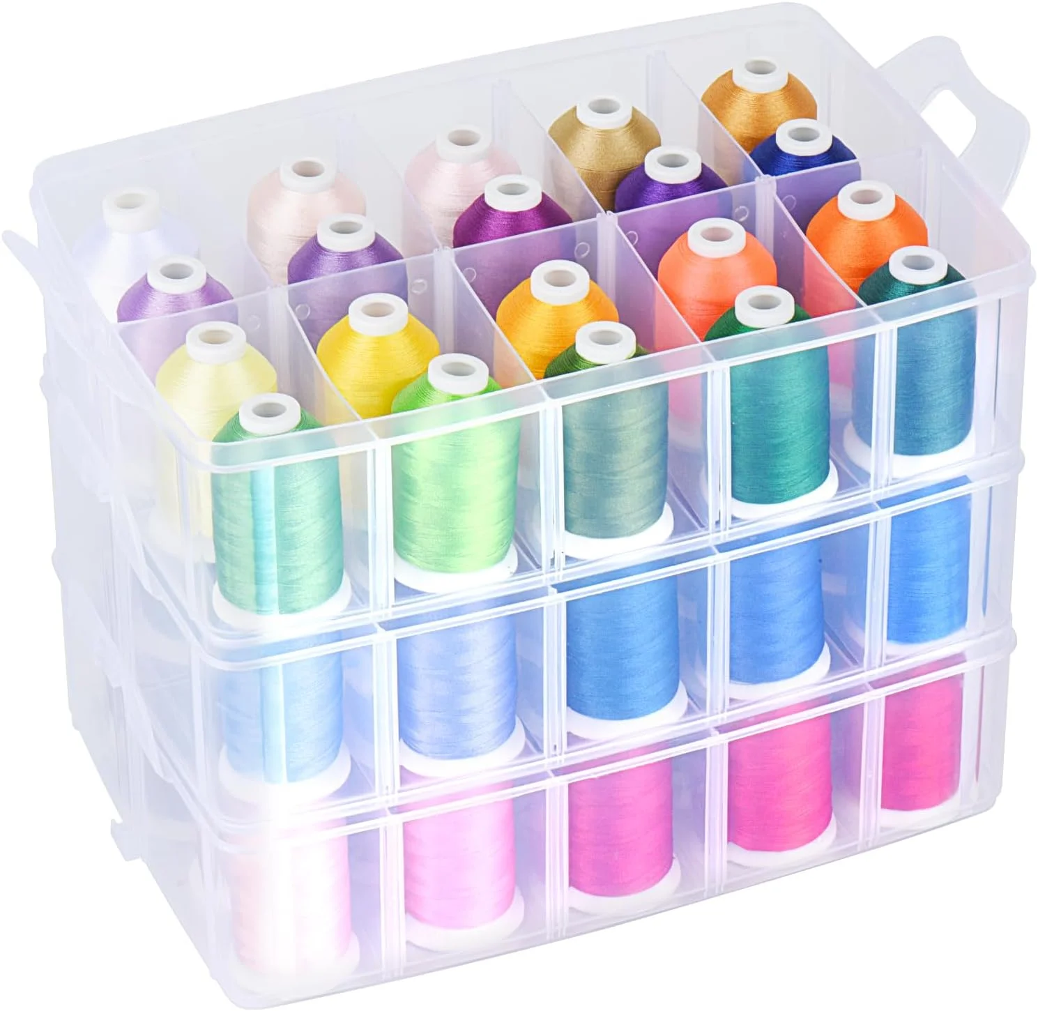 نخ گلدوزی ماشینی Simthread پلی استر 63 رنگ با جعبه نگهداری پلاستیکی برای گلدوزی و چرخ خیاطی نخ گلدوزی ماشینی Simthread پلی استر 63 رنگ با جعبه نگهداری پلاستیکی برای گلدوزی و چرخ خیاطی