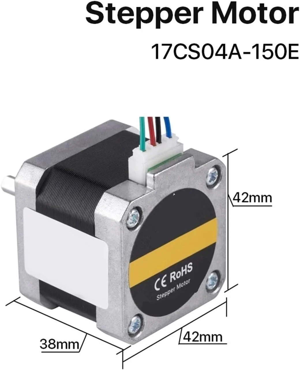 موتور پله ای Nema17، 38 میلی متر، 0.4 نیوتن متر، 1.5 آمپر، 2 فاز، مناسب برای دستگاه CNC، پرینتر سه بعدی و ماشین های فرز و حکاکی