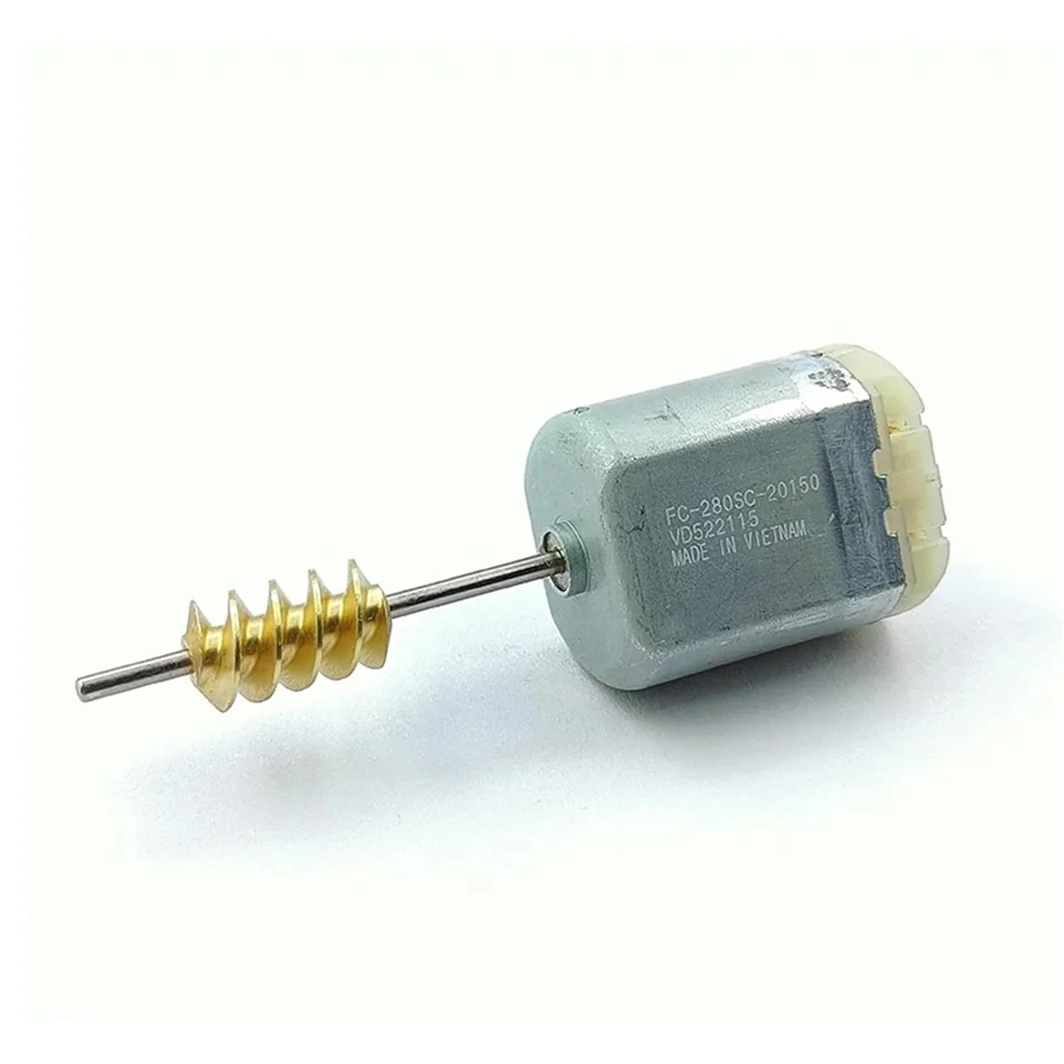 موتور الکتریکی مینی DC مدل FC-280SC-20150 با ولتاژ 12 ولت، سرعت 11400 دور در دقیقه و شفت دنده کرمی 24 میلی‌متری - 1 عدد