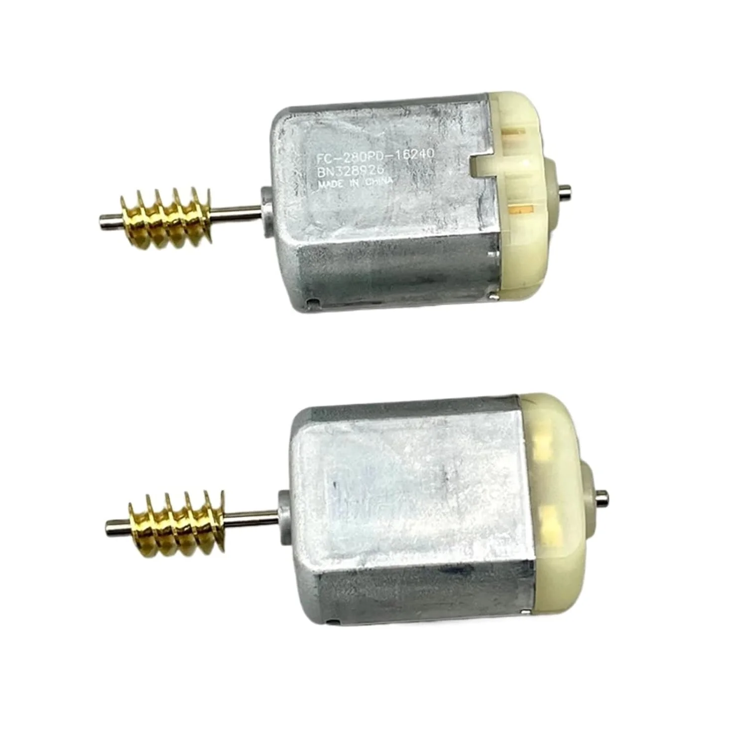 موتور DC مدل FC-280PD-16240، ولتاژ 12 ولت، سرعت 7900 دور در دقیقه، شفت دنده کرمی 24 میلی‌متری، برس کربنی، 1 عدد