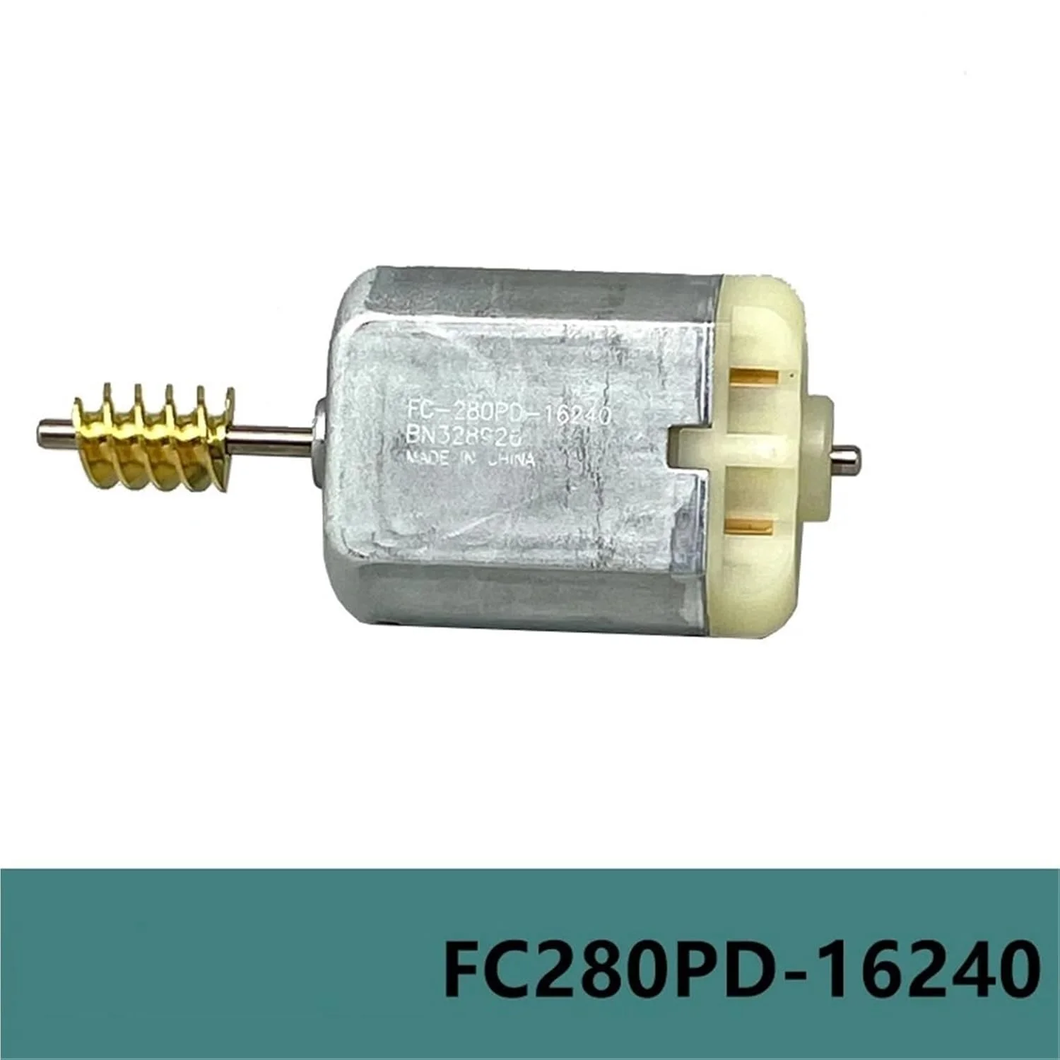 موتور DC مدل FC-280PD-16240، ولتاژ 12 ولت، سرعت 7900 دور در دقیقه، شفت دنده کرمی 24 میلی‌متری، برس کربنی، 1 عدد
