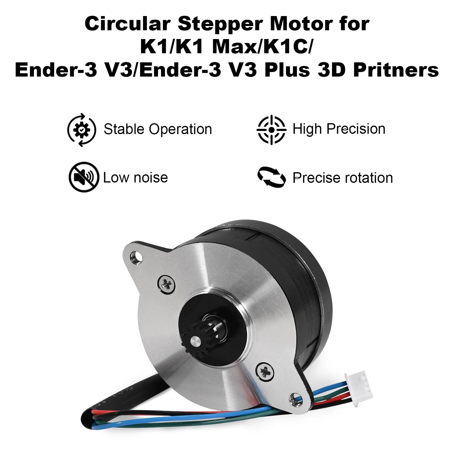 موتور اکسترودر K1C، موتور پله ای دایره ای اکستروژن کم صدا 0.8 آمپر با چرخ دنده 12 دندانه برای پرینتر سه بعدی Creality K1 Max/K1/K1C/ Ender 3 V3/Ender 3 V3 Plus /K1 SE