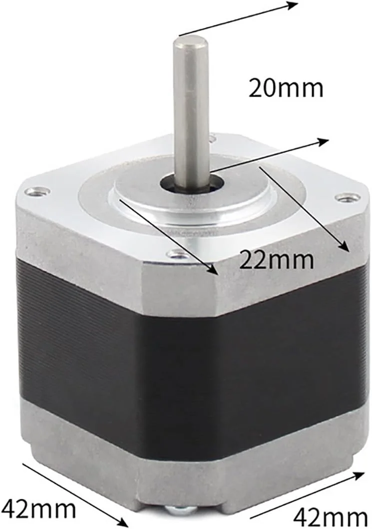 موتور پله ای NEMA17 42mm دو فاز 4 سیمه 5 وات 1.8 درجه 0-1500 دور در دقیقه برای پرینتر سه بعدی، CNC، ربات و نورپردازی صحنه