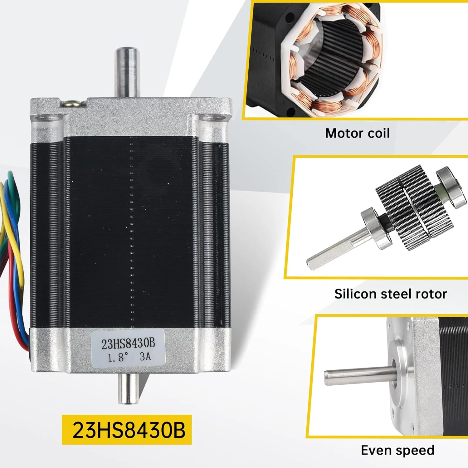 موتور پله‌ای دو شفت Nema23، 270 اونس اینچ، 76 میلی‌متر، 1.8 درجه، 3 آمپر، با 4 سیم برای پرینتر سه بعدی/ربات/دستگاه فرز CNC