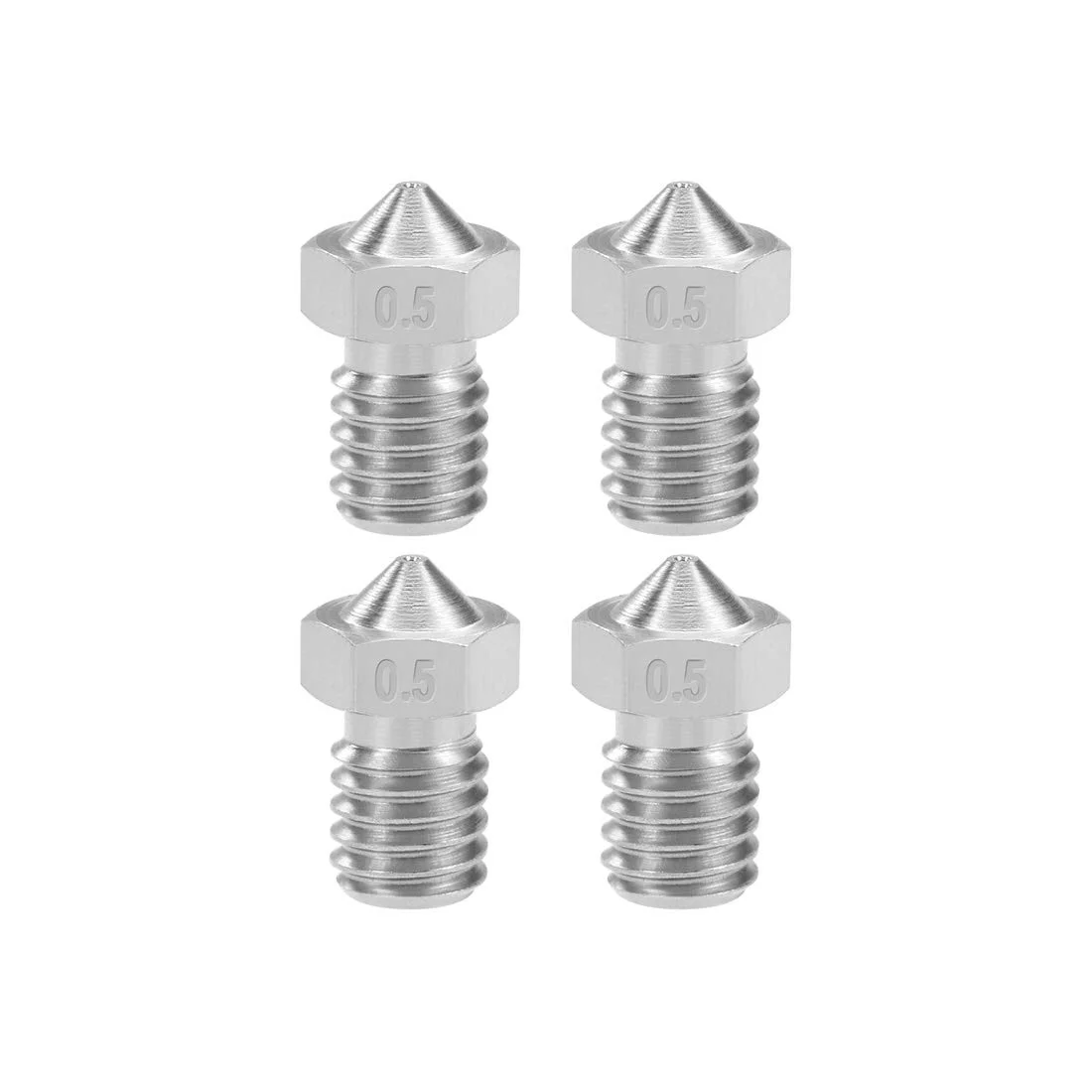 نازل پرینتر سه بعدی uxcell با قطر 0.5 میلی متر، رزوه M6، جنس استیل ضد زنگ، 4 عدد