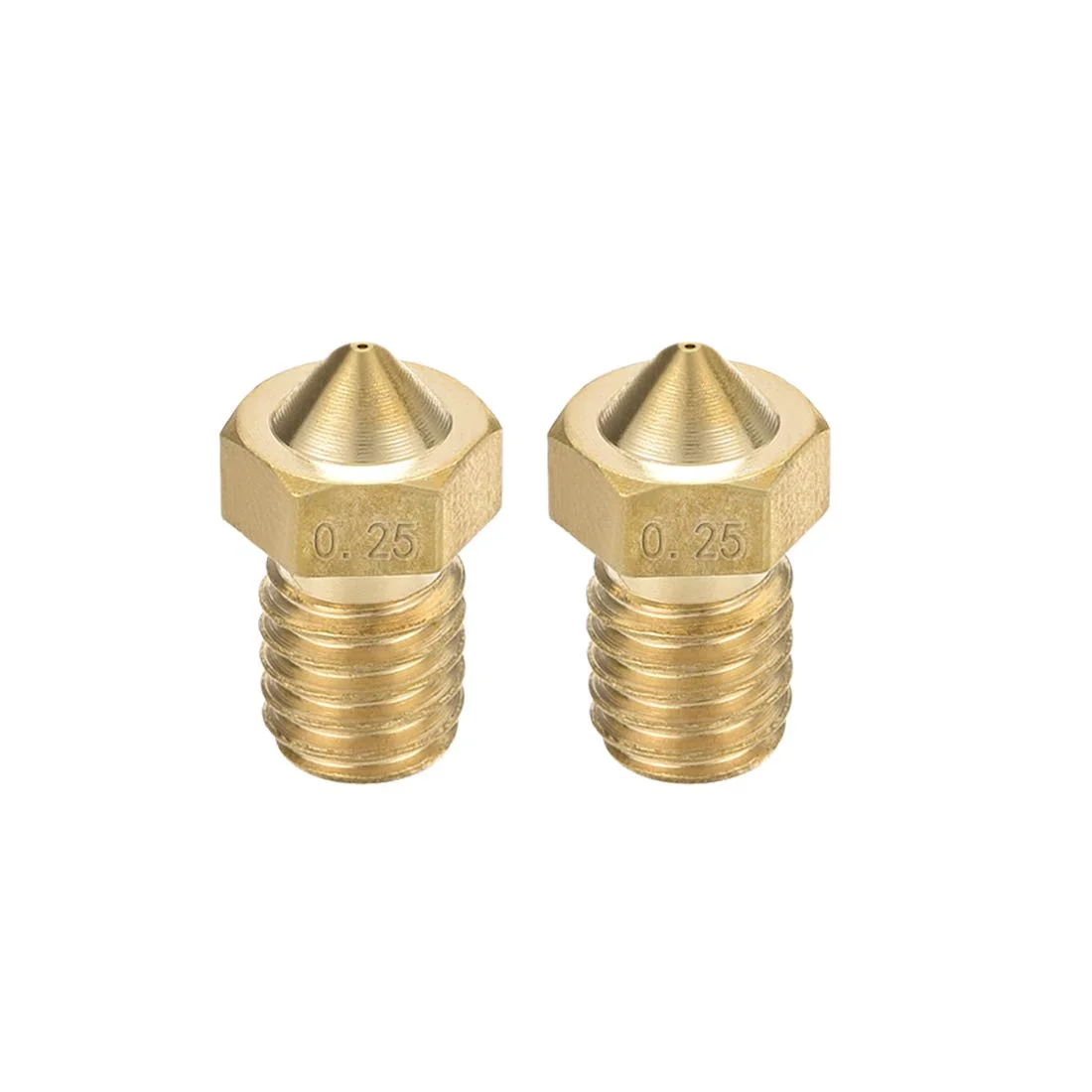 نازل پرینتر سه بعدی uxcell، نازل برنجی V6 0.25 میلی متر، هد چاپ اکسترودر برای فیلامنت 1.75 میلی متر V5-V6 M6 پرینتر سه بعدی، 2 عدد