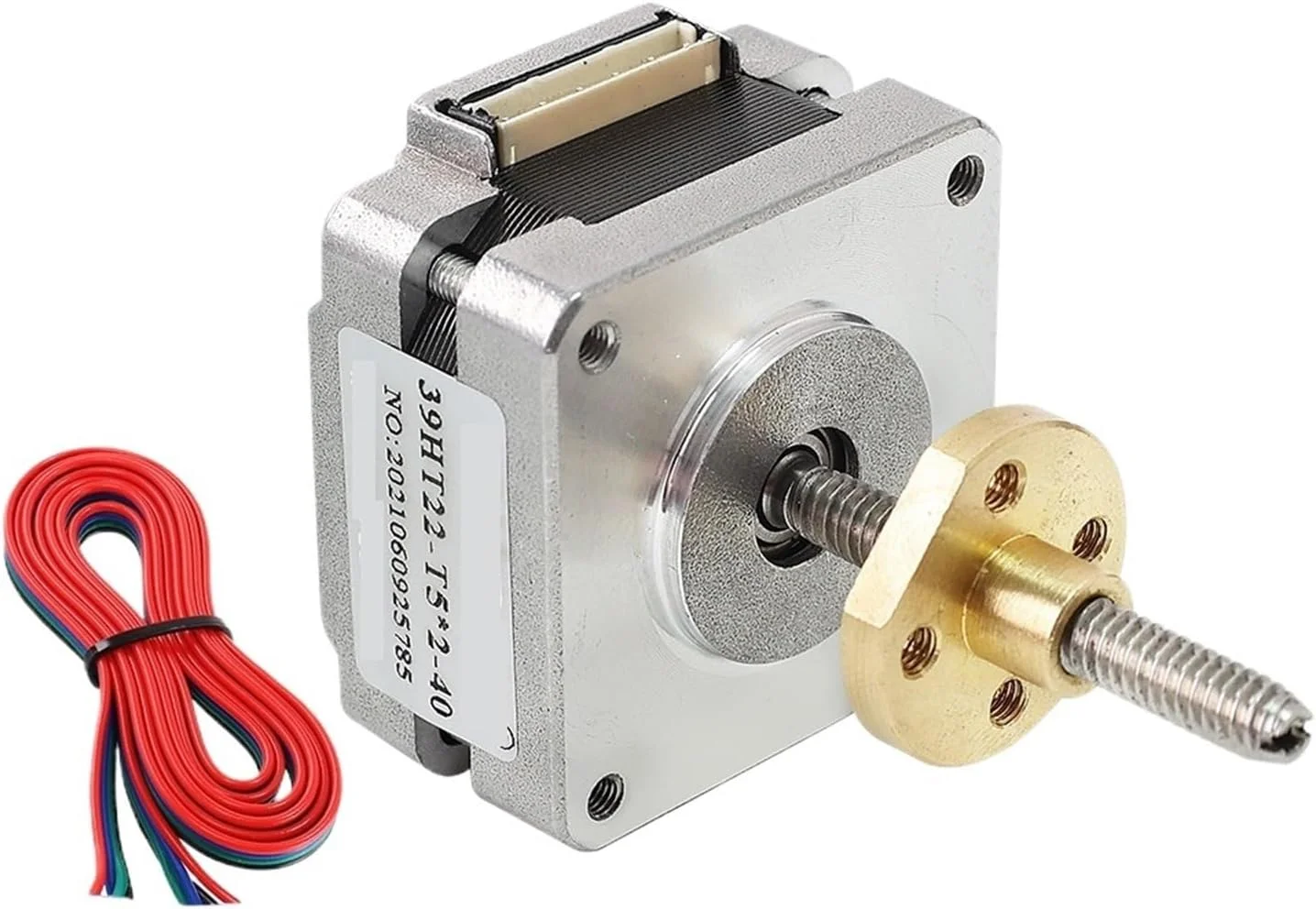 موتور پله ای Nema16 موتور پله ای پیچی 39HT22-T5x2-40MM 0.7A 0.2N.M موتور 39 با مهره مسی برای محور Z پرینتر سه بعدی موتور پیچی بلند Nema16