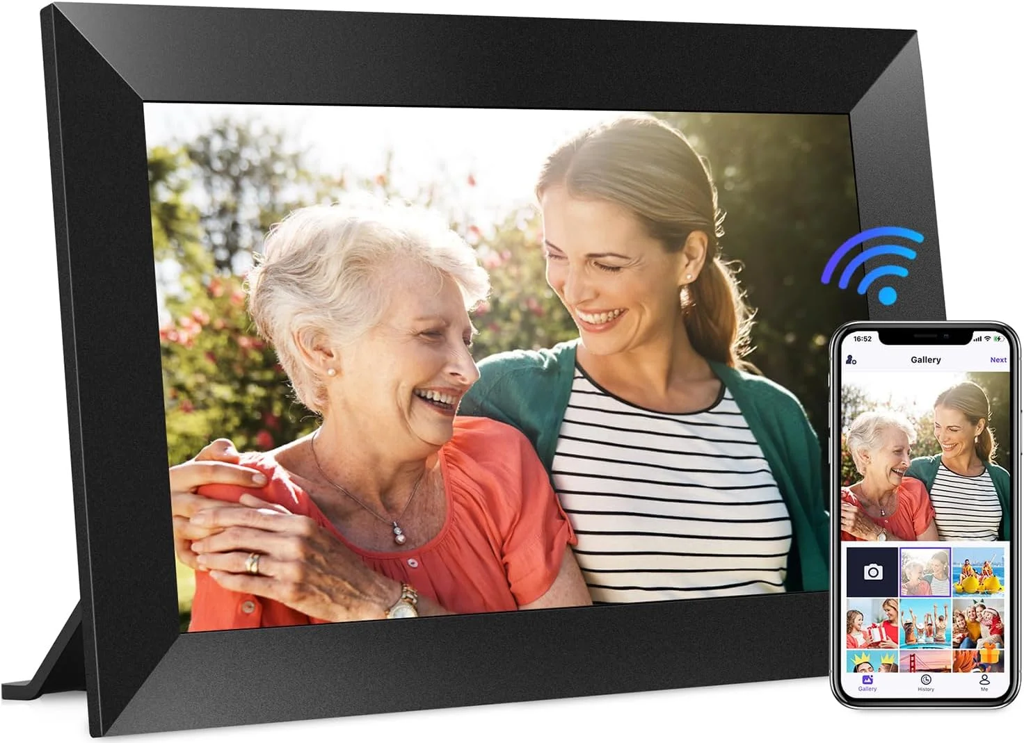 قاب عکس دیجیتال وای فای 10.1 اینچی FANGOR با صفحه لمسی HD IPS 1280x800، قاب عکس هوشمند الکترونیکی با حافظه 32 گیگابایتی، چرخش خودکار، اشتراک فوری عکس/فیلم از طریق برنامه Uhale از هر کجا