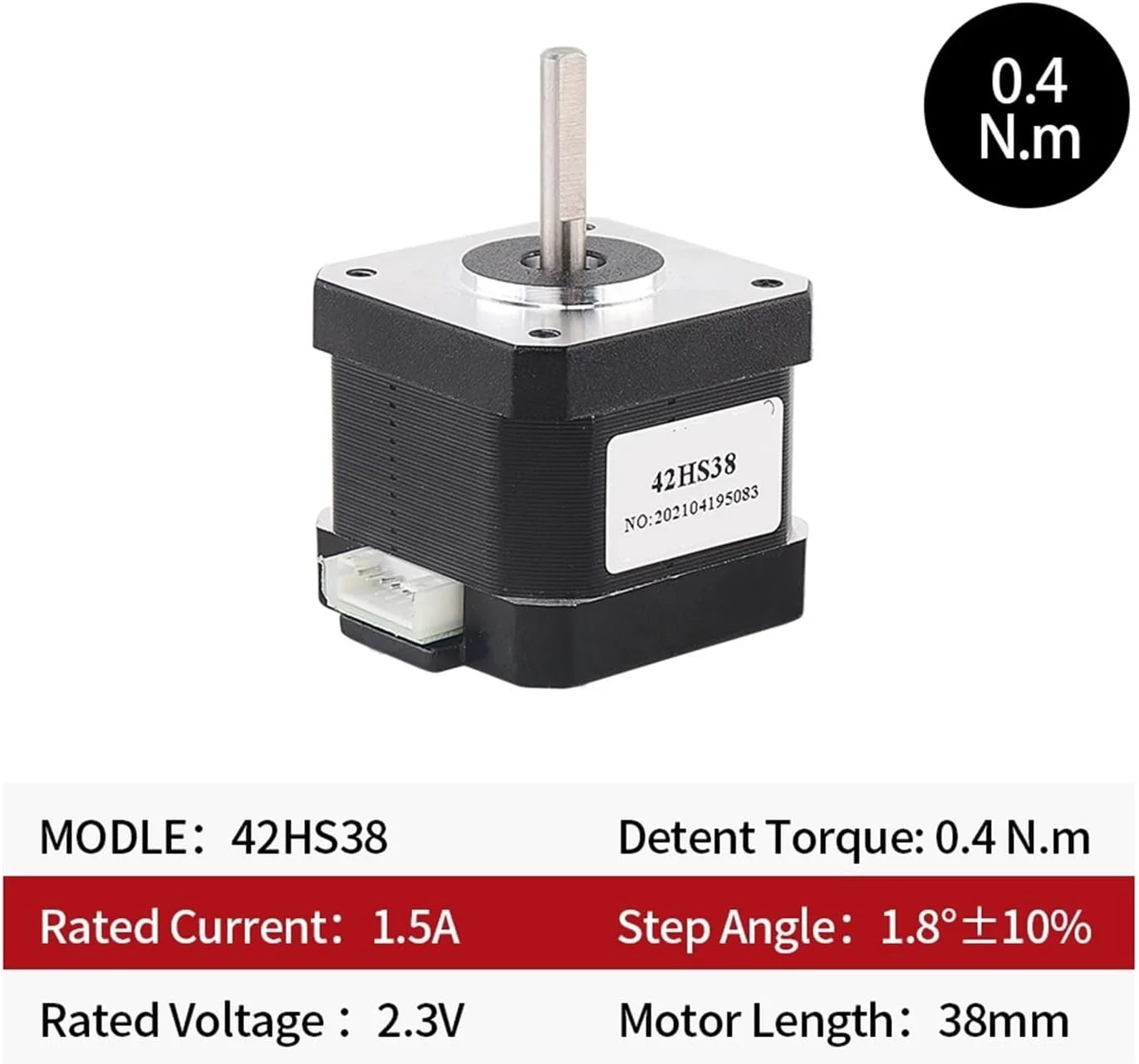 موتور پله ای Nema17، 38 میلی متر، 40N.CM، 1.5 آمپر، 42HS38، 4 سیم برای پرینتر سه بعدی CNC 42