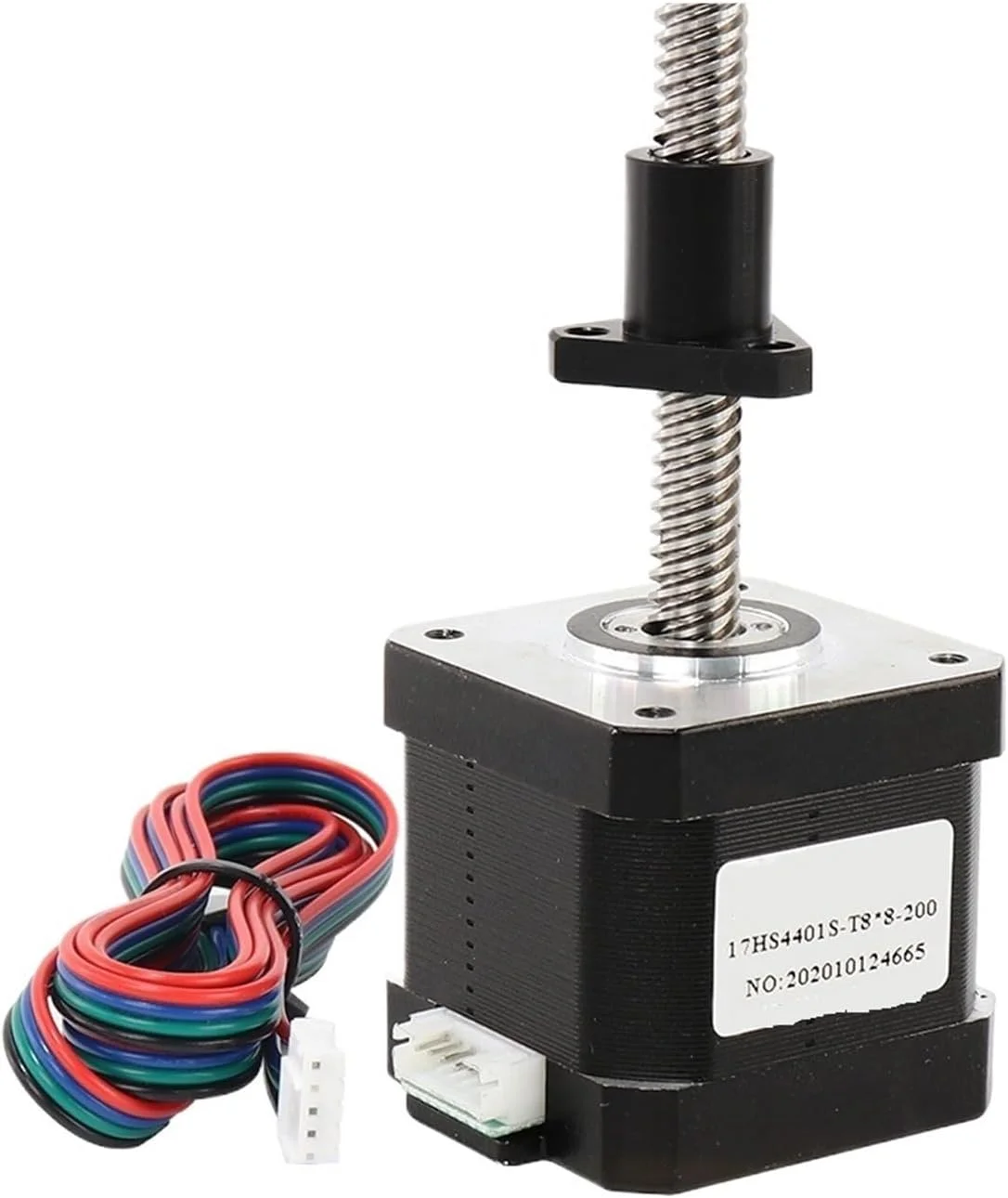 موتور پله ای Nema17 مدل 17HS4401S-T8 به همراه پیچ سربی 2/4/8 میلی متر 200 میلی متر، موتور 42 به همراه مهره های پلاستیکی و سیم 1 متری برای پرینتر سه بعدی. (سایز: 17HS4401S-T8x8-300mm)