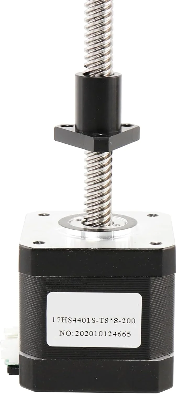 موتور پله ای Nema17 مدل 17HS4401S-T8 به همراه پیچ سربی 2/4/8 میلی متر 200 میلی متر، موتور 42 به همراه مهره های پلاستیکی و سیم 1 متری برای پرینتر سه بعدی. (سایز: 17HS4401S-T8x8-300mm)