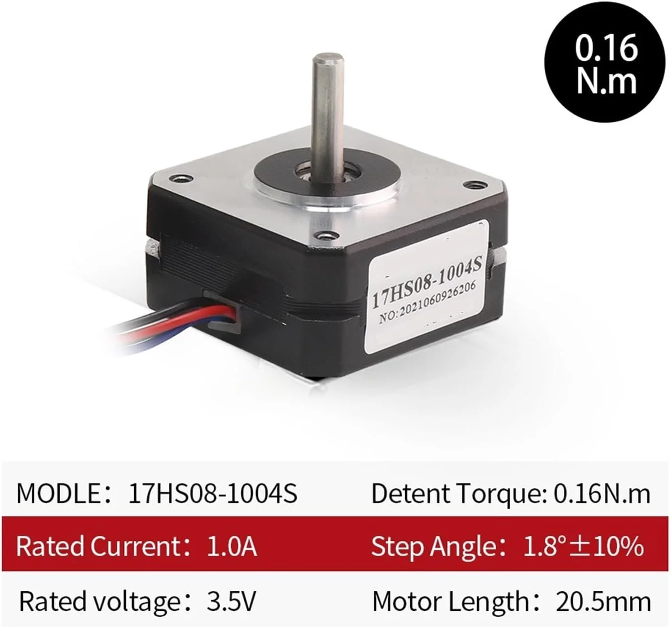 موتور پله ای Nema17 موتور پله ای 20mm 1A 16N.cm موتور پله ای Nema17 4 سیم 17HS08-1004S موتور کوچک کوتاه برای CNC اکسترودر موتور پرینتر سه بعدی (سایز : 17HS08-1004S x 1 عدد)
