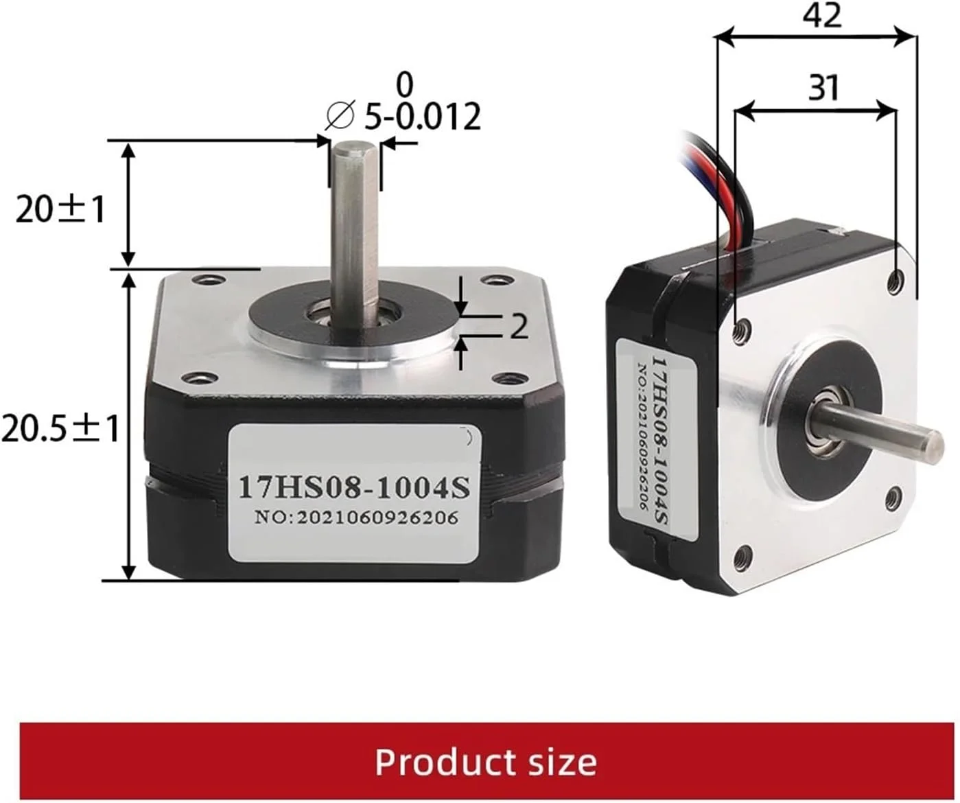 موتور پله ای Nema17 موتور پله ای 20mm 1A 16N.cm موتور پله ای Nema17 4 سیم 17HS08-1004S موتور کوچک کوتاه برای CNC اکسترودر موتور پرینتر سه بعدی (سایز : 17HS08-1004S x 1 عدد)
