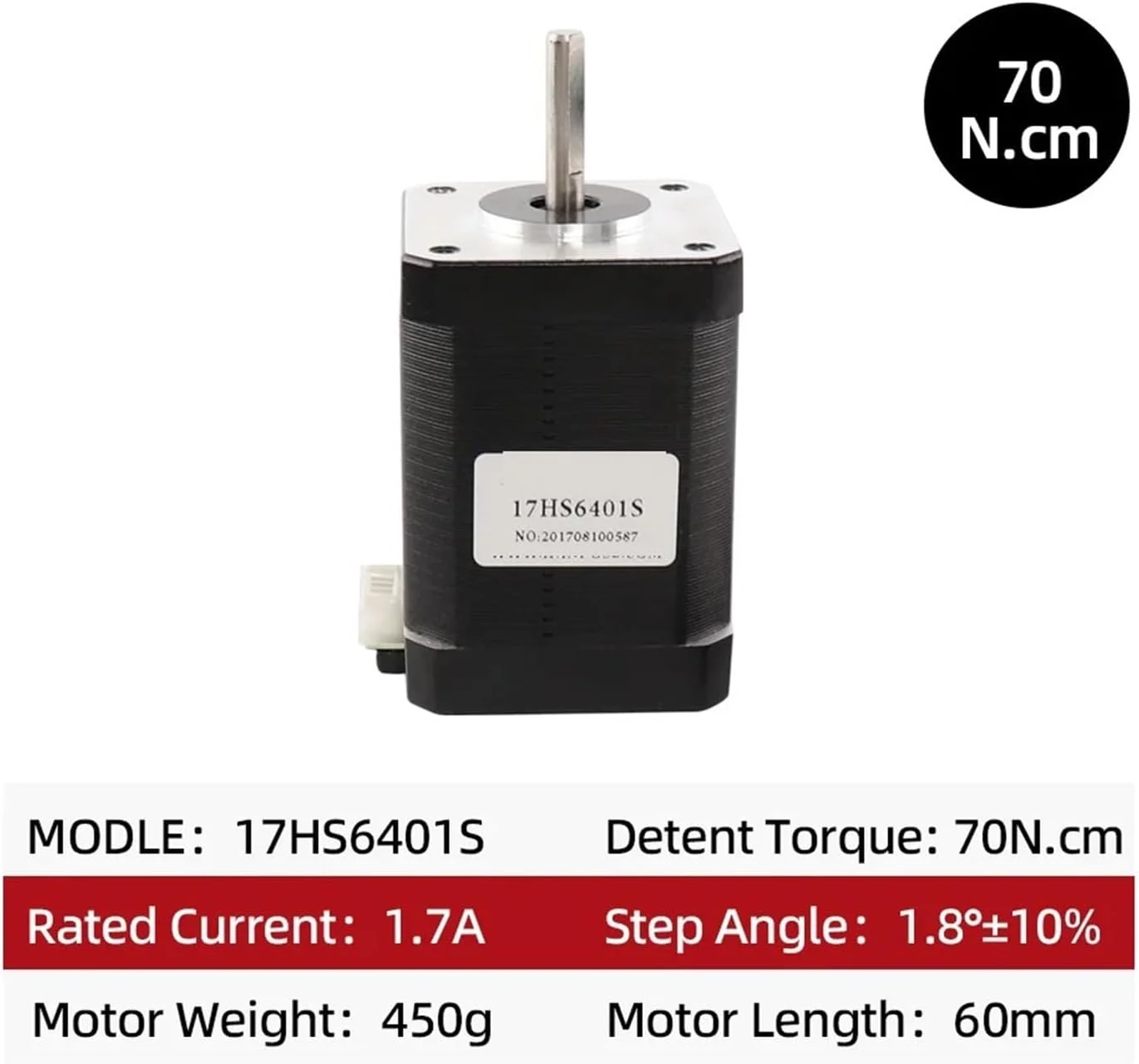 موتور پله ای 1 عدد 17HS6401S 70.N.CM 1.7A موتور پله ای موتور 42 گشتاور بالا نویز کم برای پرینتر سه بعدی CNC Nema 17 موتور پله ای