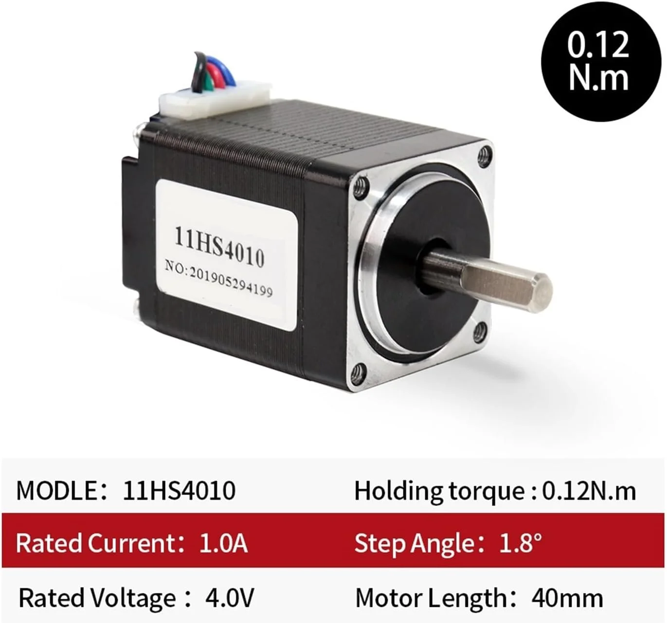 موتور پله ای NEMA11، 0.12N.m، 1.0A، 11HS4010، 4 سیم برای روتر CNC، 1.8 درجه برای لوازم جانبی پرینتر سه بعدی (سایز: 11HS4010 X1PCS)