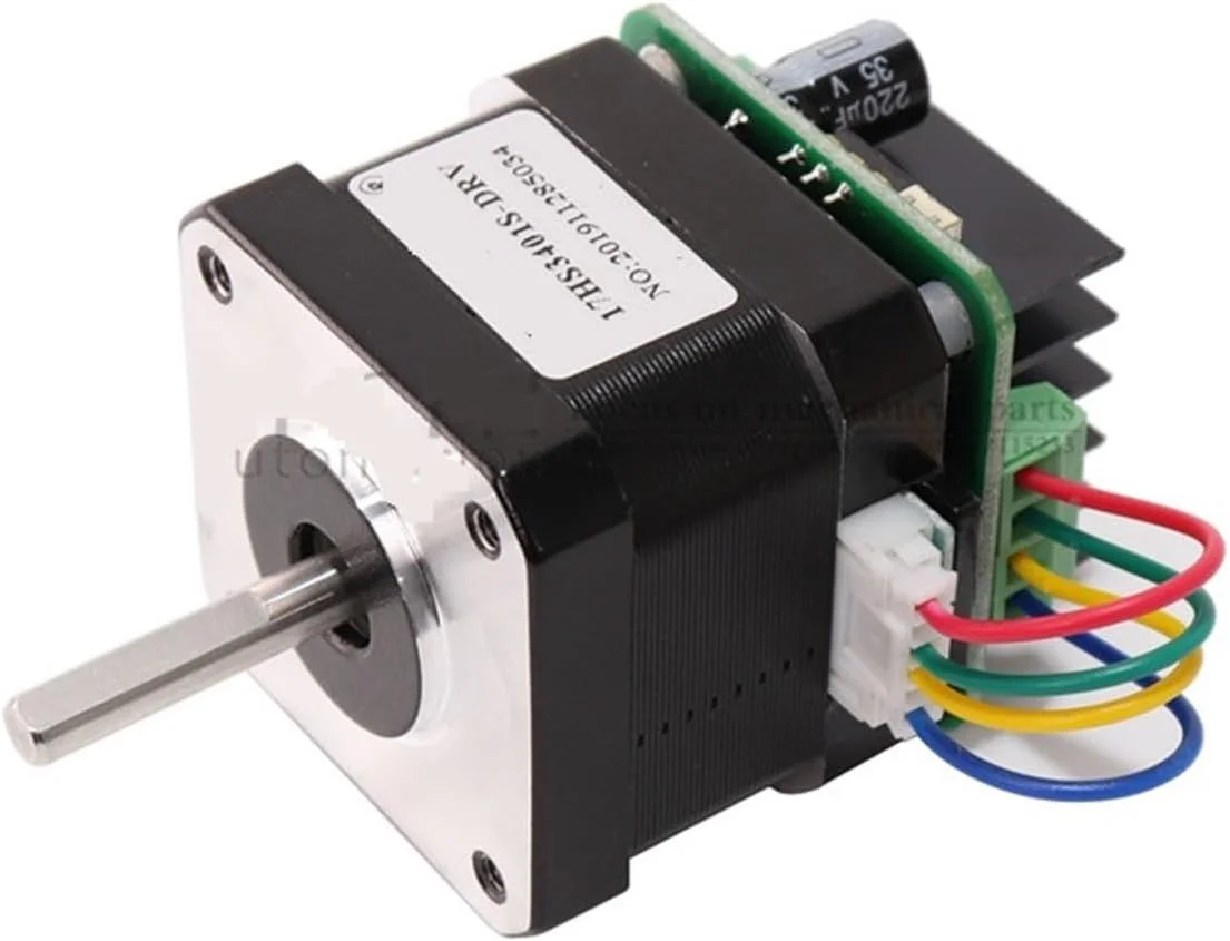 موتور پله ای Nema17 مدل 17HS3401S-DRV دو فاز 1.3 آمپر 28N.CM چهار سیمه به همراه درایور پشتی میکرو برای لوازم جانبی پرینتر سه بعدی (سایز : 17HS3401S-DRV X1)