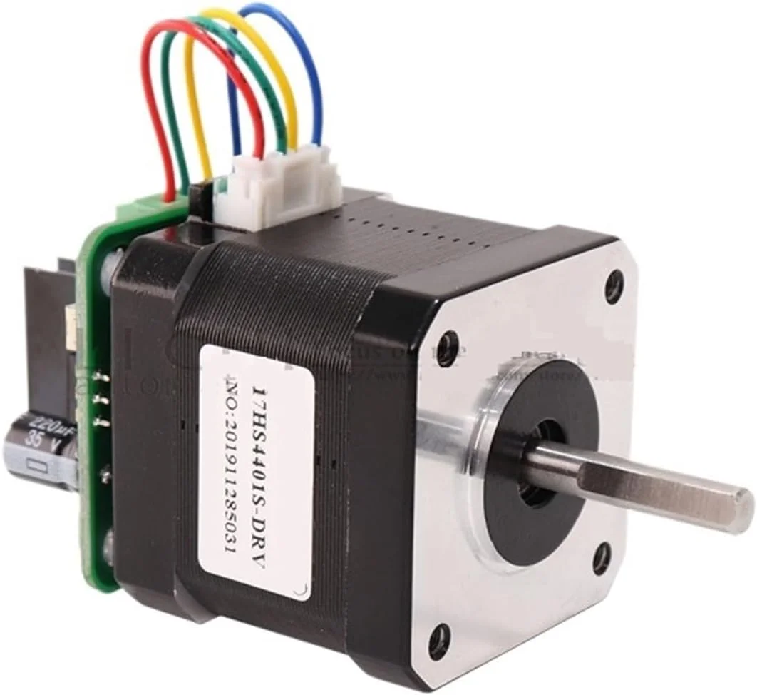 موتور پله ای 17HS4401S-DRV یکپارچه با درایور، موتور پله ای دو فاز چهار سیم Nema17، موتور پله ای 1.7 آمپر میکرو پست برای مینی CNC پرینتر سه بعدی (سایز: 17HS4401s-DRV x1)