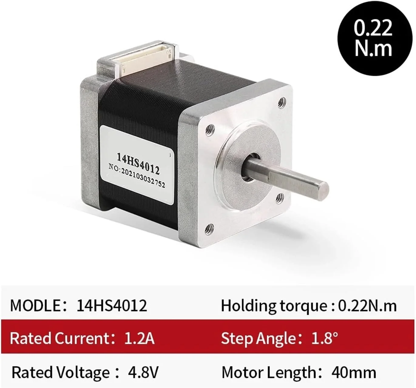 موتور پله ای NEMA14 مدل 14HS4012 5012 6012 با 4 سیم، 1.2 آمپر، 0.40N.M مناسب دستگاه های CNC، فرز، لوازم جانبی پرینتر سه بعدی