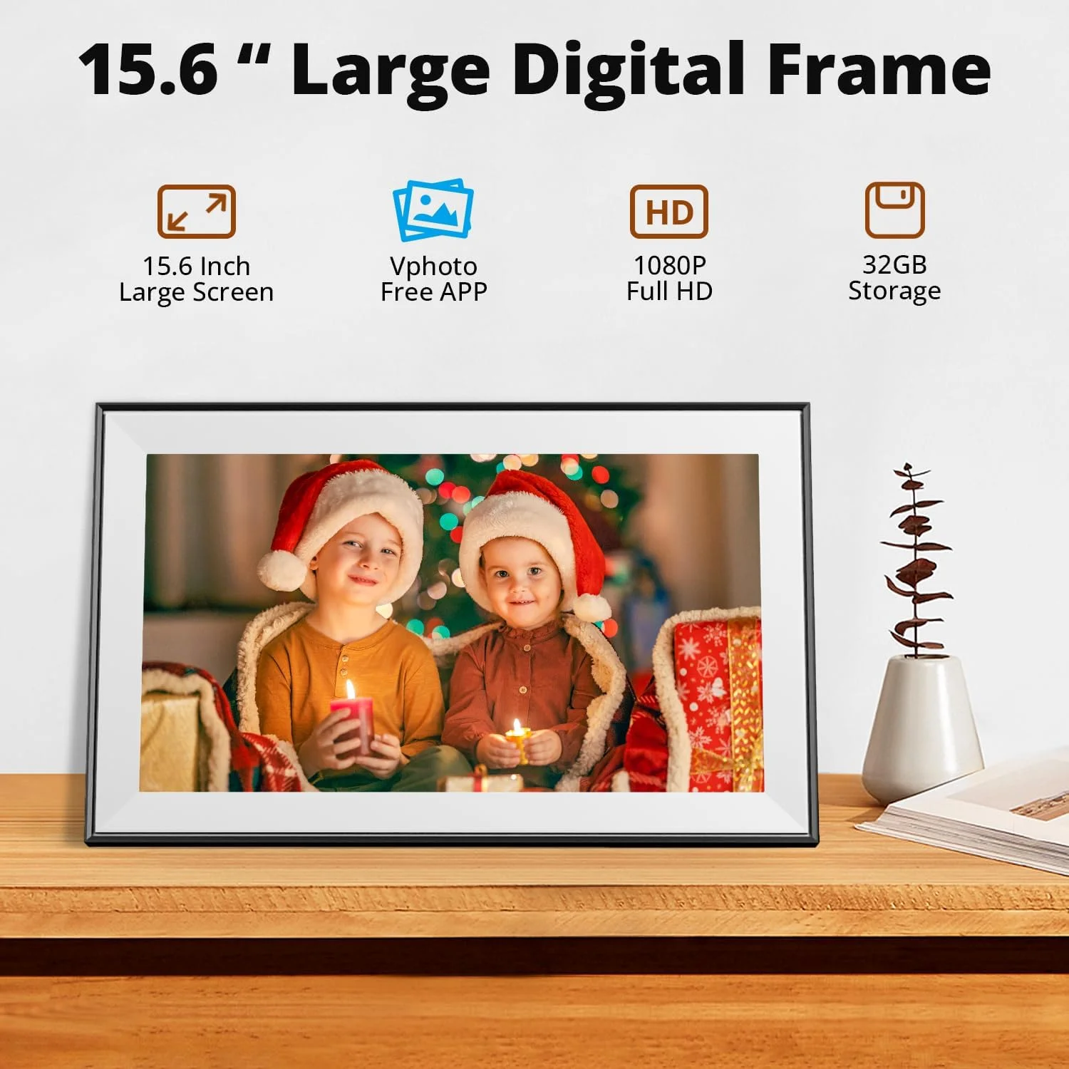 قاب عکس دیجیتال بزرگ 15.6 اینچی Dragon Touch - قاب عکس دیجیتال وای فای با حافظه 32 گیگابایتی، صفحه نمایش لمسی FHD 1080P، چرخش خودکار، اشتراک گذاری فوری عکس ها/فیلم ها از طریق برنامه رایگان، بهترین هدیه برای مادر قاب عکس دیجیتال بزرگ 15.6 اینچی Dragon Touch - قاب عکس دیجیتال وای فای با حافظه 32 گیگابایتی، صفحه نمایش لمسی FHD 1080P، چرخش خودکار، اشتراک گذاری فوری عکس ها/فیلم ها از طریق برنامه رایگان، بهترین هدیه برای مادر