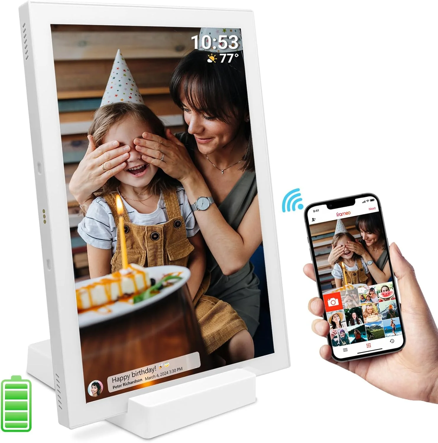 قاب عکس دیجیتال YENOCK Frameo با صفحه نمایش لمسی 10.1 اینچی، حافظه داخلی 32 گیگابایتی، وای فای، چرخش خودکار و قابلیت اشتراک گذاری عکس/فیلم از طریق اپلیکیشن قاب عکس دیجیتال YENOCK Frameo با صفحه نمایش لمسی 10.1 اینچی، حافظه داخلی 32 گیگابایتی، وای فای، چرخش خودکار و قابلیت اشتراک گذاری عکس/فیلم از طریق اپلیکیشن