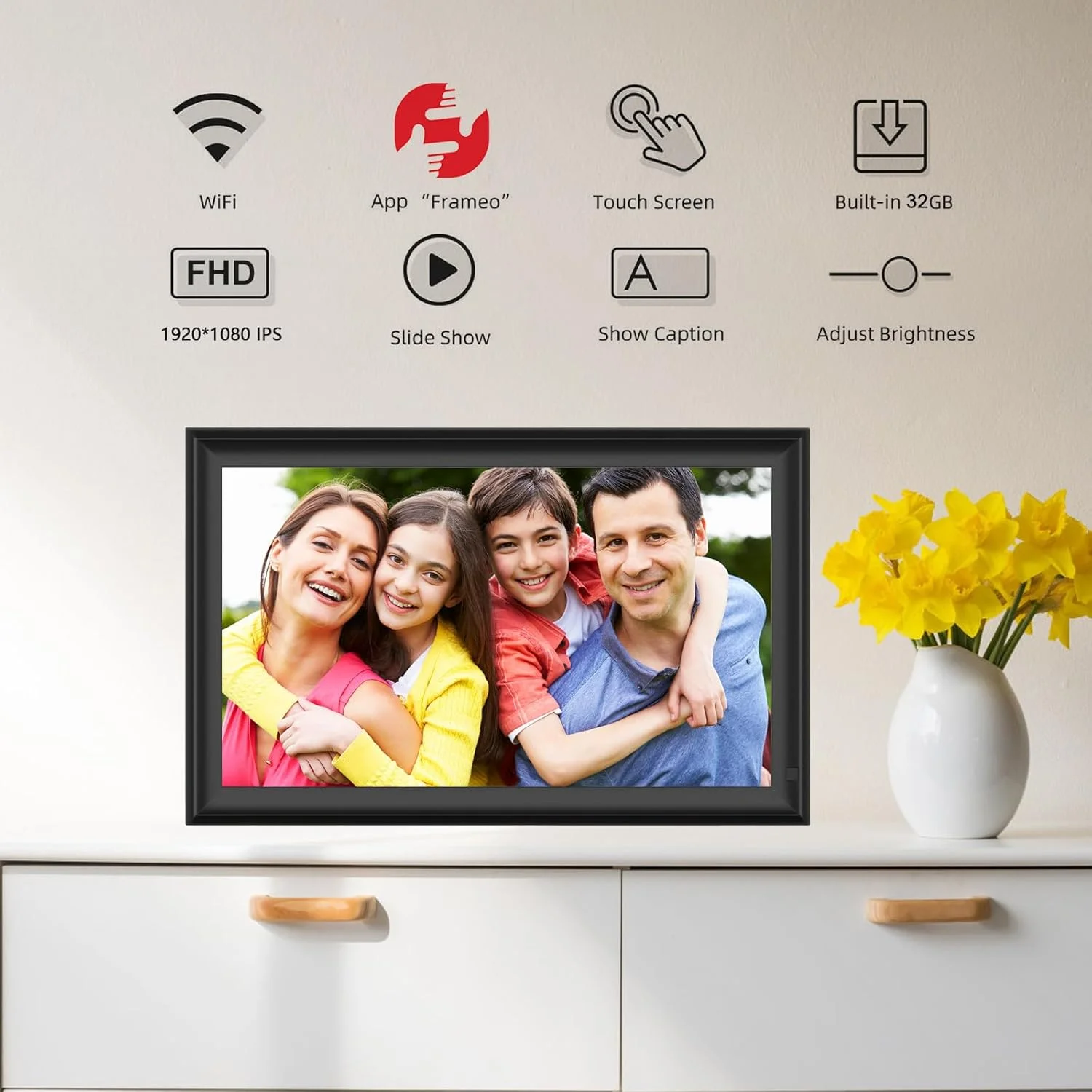 قاب عکس دیجیتال YENOCK، قاب عکس Frameo وای فای 15.6 اینچی بزرگ 32 گیگابایتی، صفحه لمسی FHD IPS، قابل نصب روی دیوار، اشتراک گذاری عکس/فیلم، اتاق نشیمن هدیه تولد والدین مسن قاب عکس دیجیتال YENOCK، قاب عکس Frameo وای فای 15.6 اینچی بزرگ 32 گیگابایتی، صفحه لمسی FHD IPS، قابل نصب روی دیوار، اشتراک گذاری عکس/فیلم، اتاق نشیمن هدیه تولد والدین مسن