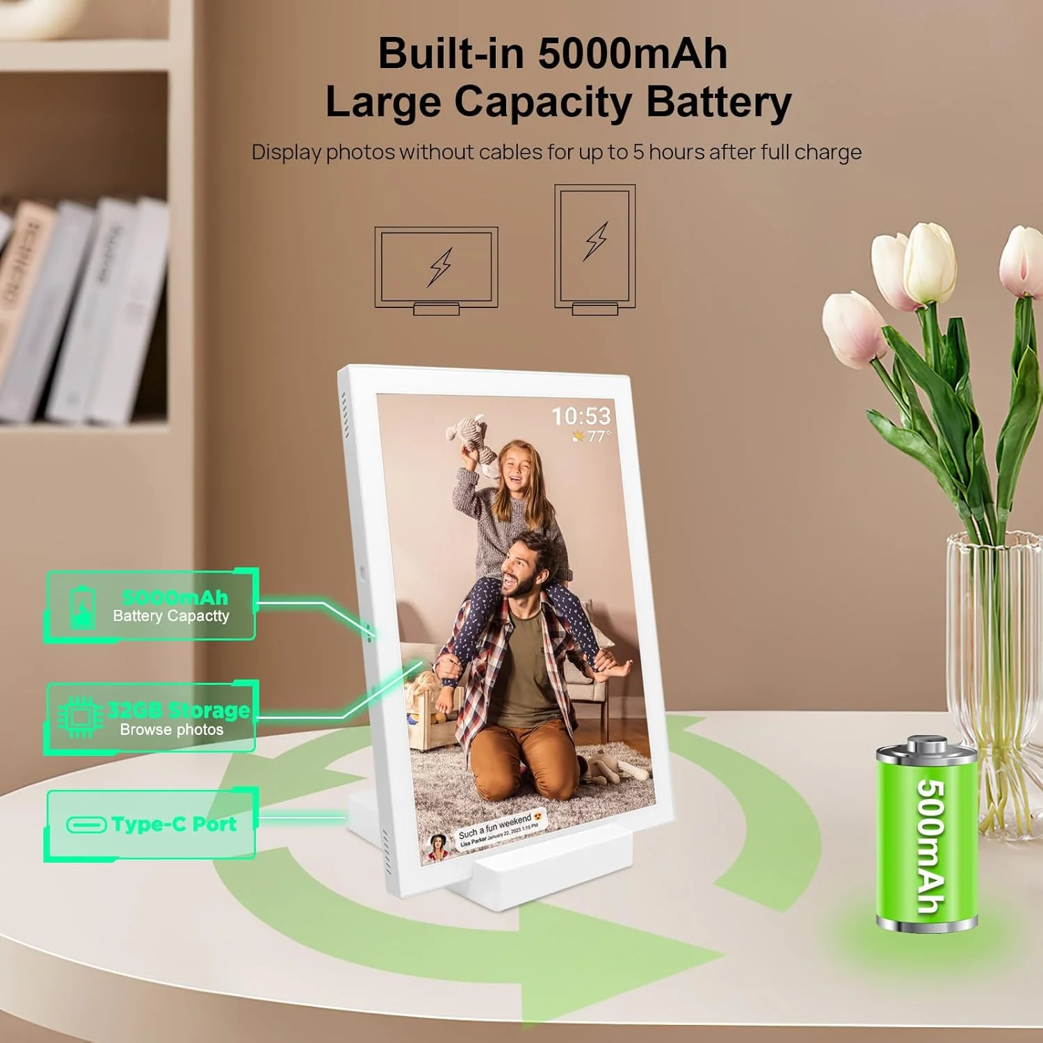 قاب عکس دیجیتال YENOCK Frameo با صفحه نمایش لمسی 10.1 اینچی، حافظه داخلی 32 گیگابایتی، وای فای، چرخش خودکار و قابلیت اشتراک گذاری عکس/فیلم از طریق اپلیکیشن قاب عکس دیجیتال YENOCK Frameo با صفحه نمایش لمسی 10.1 اینچی، حافظه داخلی 32 گیگابایتی، وای فای، چرخش خودکار و قابلیت اشتراک گذاری عکس/فیلم از طریق اپلیکیشن