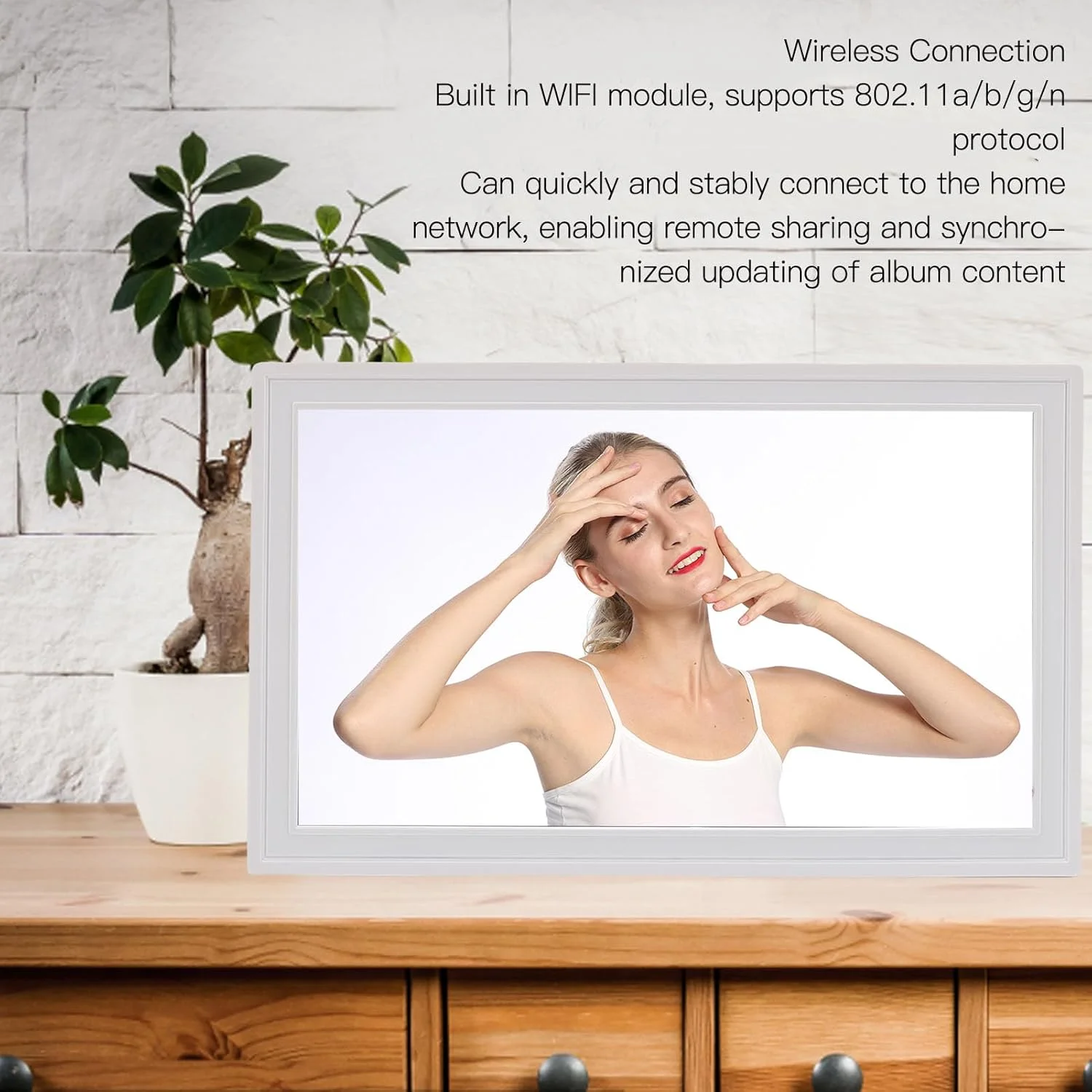 قاب عکس دیجیتال 18.5 اینچی، قاب عکس الکترونیکی وای فای با صفحه لمسی ال سی دی LED، حافظه 32 گیگابایتی، چرخش خودکار، بلندگوی داخلی، اشتراک گذاری عکس ها و فیلم ها (سفید) قاب عکس دیجیتال 18.5 اینچی، قاب عکس الکترونیکی وای فای با صفحه لمسی ال سی دی LED، حافظه 32 گیگابایتی، چرخش خودکار، بلندگوی داخلی، اشتراک گذاری عکس ها و فیلم ها (سفید)