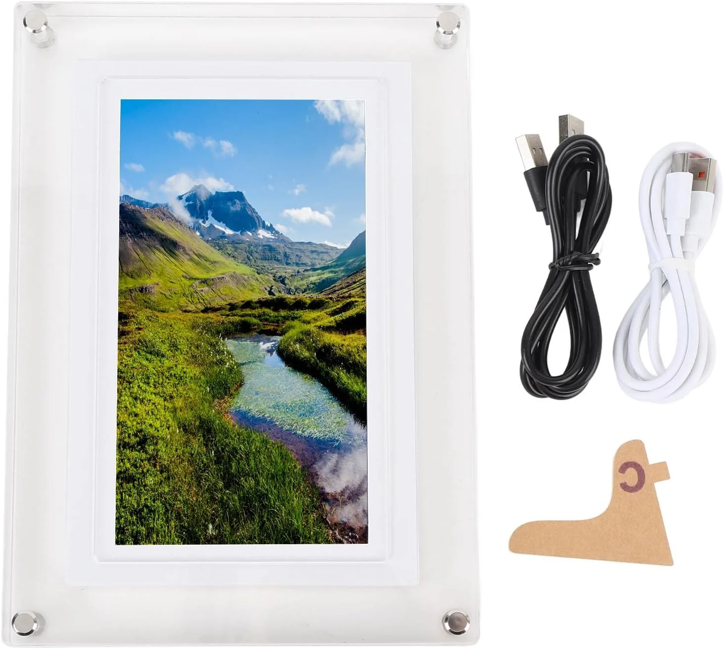 قاب عکس دیجیتال 7 اینچی Cryfokt، قاب ویدئویی اکریلیک با چرخش خودکار و نور رنگارنگ LED، قاب عکس دیجیتال قابل شارژ USB با حافظه 4 گیگابایتی برای خانه و محل کار، پشتیبانی از پخش عکس و فیلم