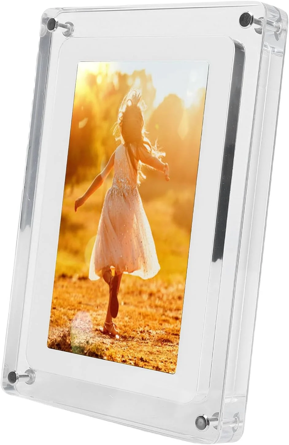 قاب عکس دیجیتال آکریلیک Asixxsix، قاب ویدیویی 7 اینچی 1920x1080 با پخش چرخش خودکار حافظه 8 گیگابایتی باتری 1500 میلی آمپری نمایش اسلاید عکس الکترونیکی برای تزئینات رومیزی منزل