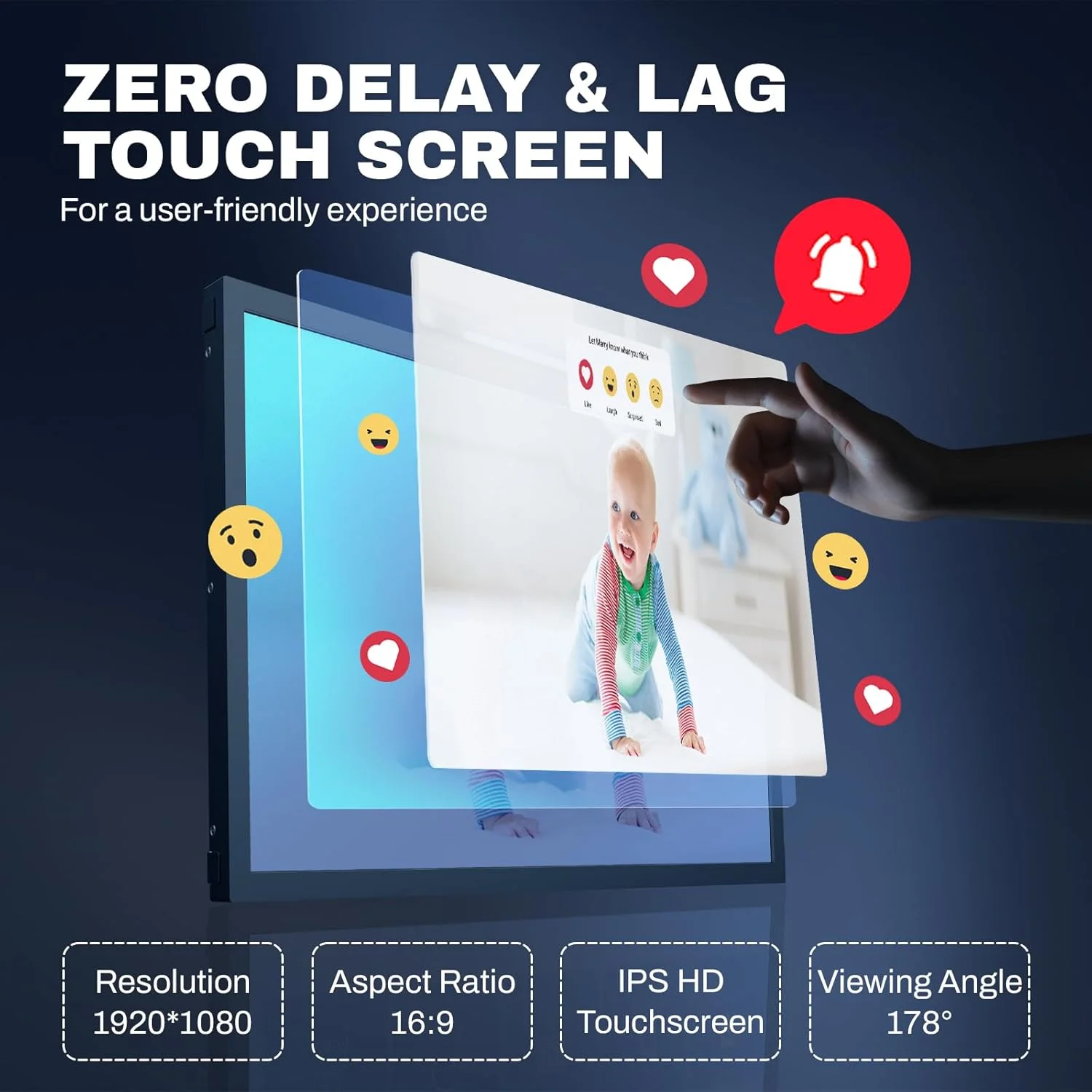 قاب عکس دیجیتال بزرگ 21.5 اینچی FRAMEO با صفحه لمسی 1920x1080 FHD IPS، قاب عکس دیجیتال WiFi با حافظه 32 گیگابایت، قابل نصب روی دیوار، اشتراک گذاری عکس/فیلم از طریق برنامه ها، ایمیل، پشتیبانی از USB/Mirco SD، مشکی قاب عکس دیجیتال بزرگ 21.5 اینچی FRAMEO با صفحه لمسی 1920x1080 FHD IPS، قاب عکس دیجیتال WiFi با حافظه 32 گیگابایت، قابل نصب روی دیوار، اشتراک گذاری عکس/فیلم از طریق برنامه ها، ایمیل، پشتیبانی از USB/Mirco SD، مشکی