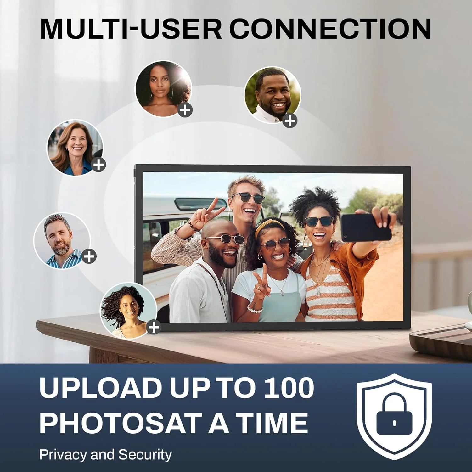 قاب عکس دیجیتال بزرگ 21.5 اینچی FRAMEO با صفحه لمسی 1920x1080 FHD IPS، قاب عکس دیجیتال WiFi با حافظه 32 گیگابایت، قابل نصب روی دیوار، اشتراک گذاری عکس/فیلم از طریق برنامه ها، ایمیل، پشتیبانی از USB/Mirco SD، مشکی قاب عکس دیجیتال بزرگ 21.5 اینچی FRAMEO با صفحه لمسی 1920x1080 FHD IPS، قاب عکس دیجیتال WiFi با حافظه 32 گیگابایت، قابل نصب روی دیوار، اشتراک گذاری عکس/فیلم از طریق برنامه ها، ایمیل، پشتیبانی از USB/Mirco SD، مشکی