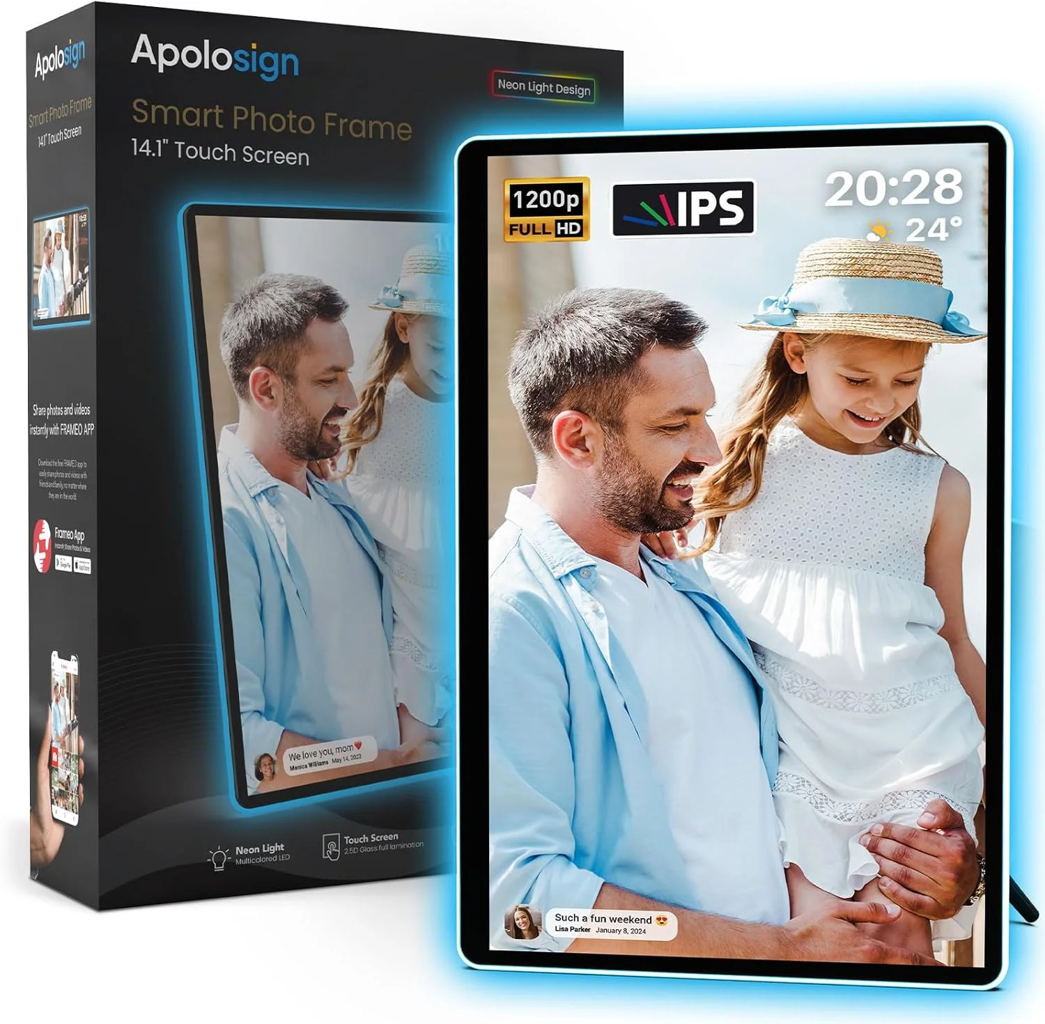 قاب عکس دیجیتال نئون ApoloSign - صفحه نمایش 14 اینچی 2K FHD | قاب عکس دیجیتال با نوار LED تغییر رنگ هوش مصنوعی | اشتراک گذاری سریع عکس/فیلم، راه اندازی آسان در برنامه Frameo | بهترین قاب دیجیتال برای هدیه دادن قاب عکس دیجیتال نئون ApoloSign - صفحه نمایش 14 اینچی 2K FHD | قاب عکس دیجیتال با نوار LED تغییر رنگ هوش مصنوعی | اشتراک گذاری سریع عکس/فیلم، راه اندازی آسان در برنامه Frameo | بهترین قاب دیجیتال برای هدیه دادن