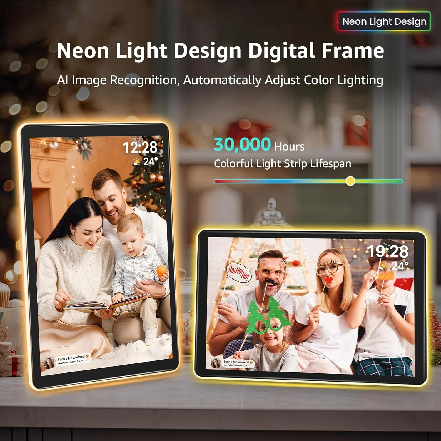 قاب عکس دیجیتال نئون ApoloSign - صفحه نمایش 10.1 اینچی 2K FHD، نوار LED با تغییر رنگ کنترل شده توسط هوش مصنوعی، برنامه Frameo - بهترین قاب عکس دیجیتال برای هدیه دادن قاب عکس دیجیتال نئون ApoloSign - صفحه نمایش 10.1 اینچی 2K FHD، نوار LED با تغییر رنگ کنترل شده توسط هوش مصنوعی، برنامه Frameo - بهترین قاب عکس دیجیتال برای هدیه دادن