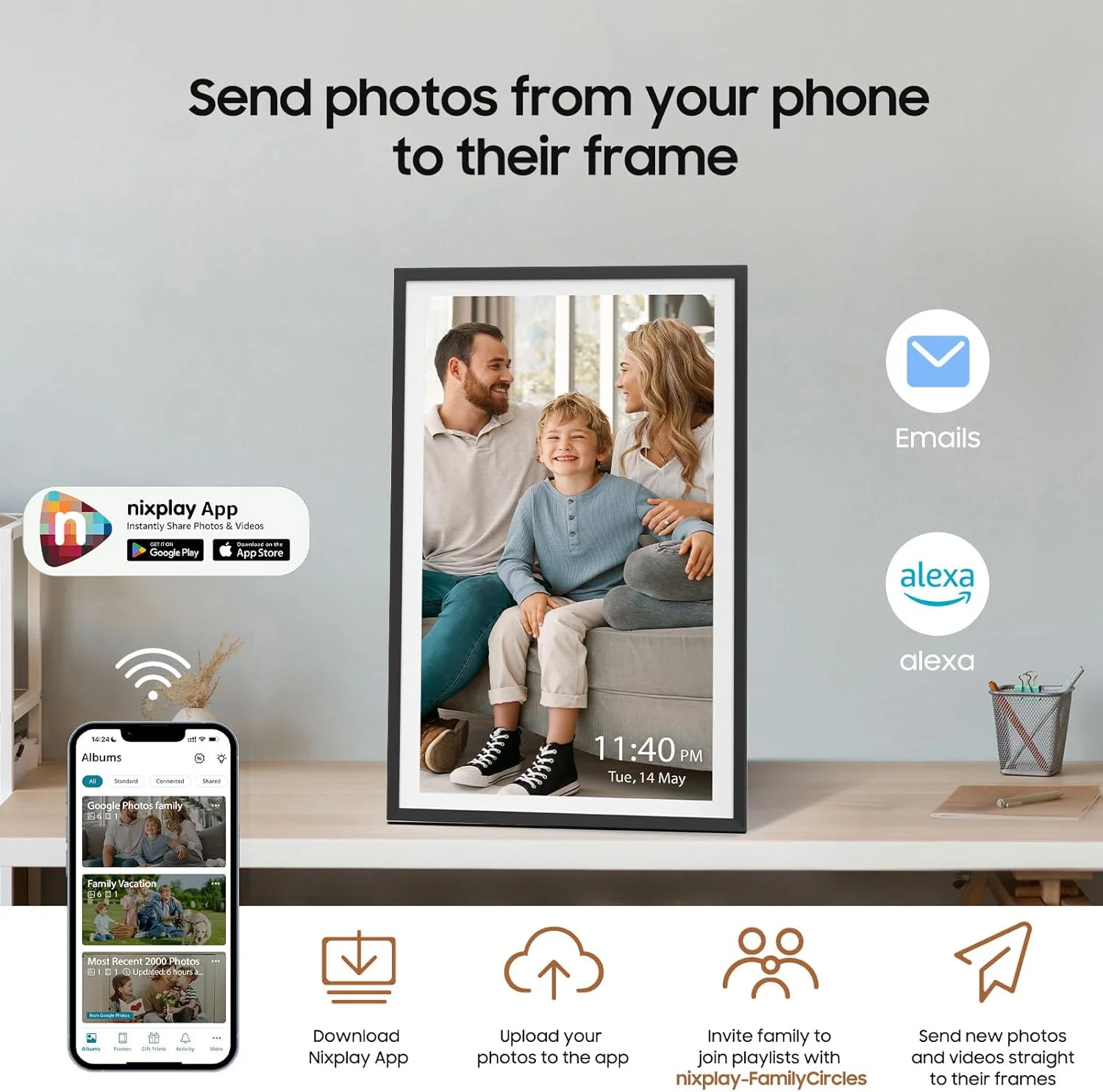 قاب عکس دیجیتال آپولو ساین نیکس پلی، 15.6 اینچ، قاب عکس دیجیتال وای فای بزرگ، اشتراک آسان عکس ها و فیلم ها از طریق برنامه نیکس پلی، صفحه لمسی IPS با کیفیت FHD قاب عکس دیجیتال آپولو ساین نیکس پلی، 15.6 اینچ، قاب عکس دیجیتال وای فای بزرگ، اشتراک آسان عکس ها و فیلم ها از طریق برنامه نیکس پلی، صفحه لمسی IPS با کیفیت FHD