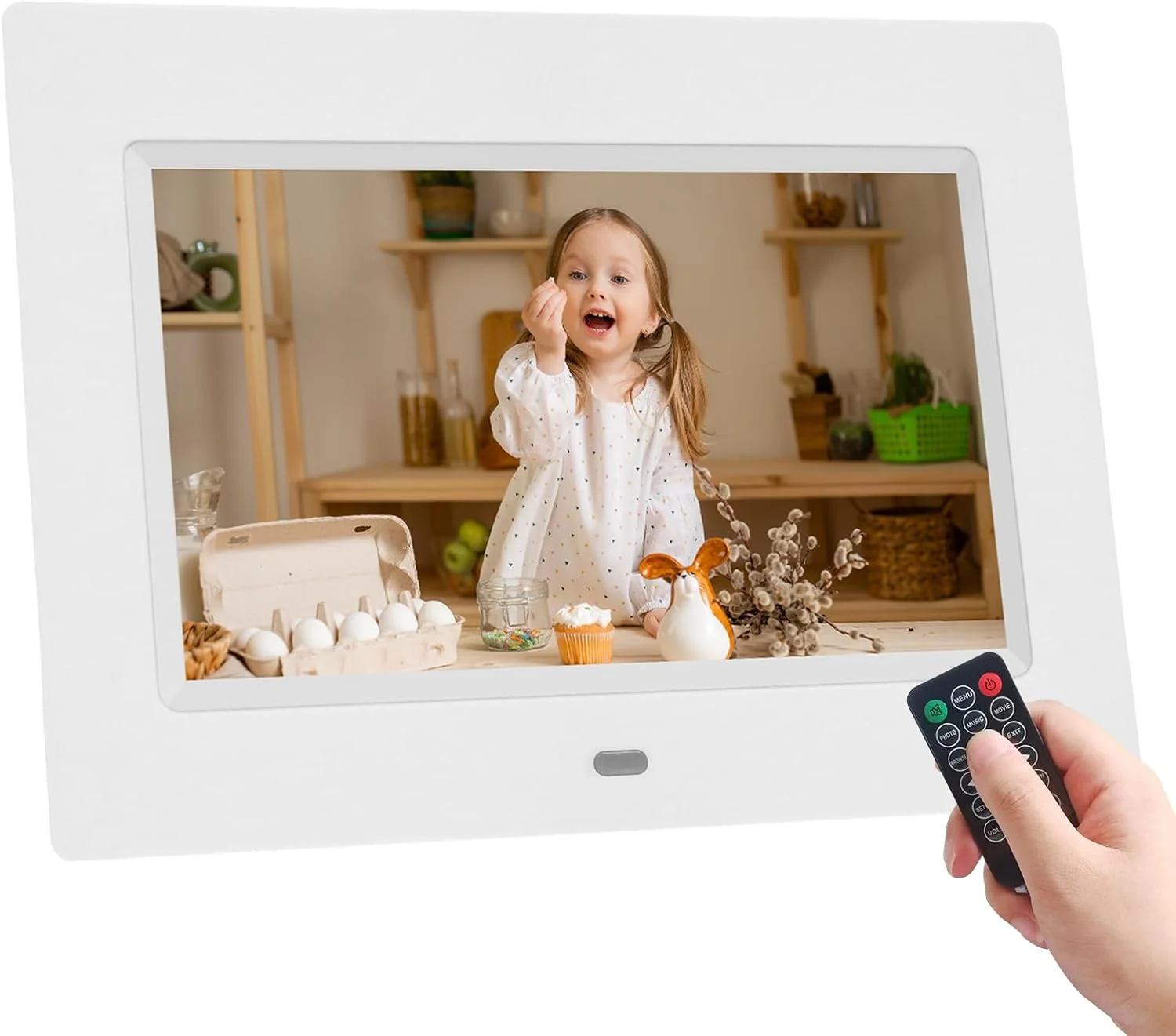 قاب عکس دیجیتال 7 اینچی Aowasi، قاب عکس دیجیتال با صفحه نمایش IPS کامل 1024x600 با پخش کننده عکس/موسیقی/ویدئو/تقویم/زنگ هشدار قاب عکس الکترونیکی با کنترل از راه دور