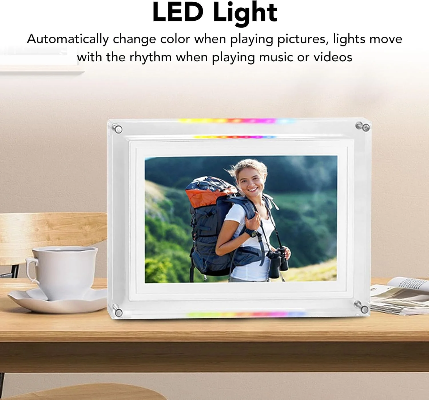 قاب عکس دیجیتال 10.1 اینچی Annadue، قاب عکس الکترونیکی تغییر رنگ LED اکریلیک با حافظه 8 گیگابایتی، چرخش خودکار، باتری 3000 میلی آمپر ساعتی، USB 2.0، برای نمایش خانگی قاب عکس دیجیتال 10.1 اینچی Annadue، قاب عکس الکترونیکی تغییر رنگ LED اکریلیک با حافظه 8 گیگابایتی، چرخش خودکار، باتری 3000 میلی آمپر ساعتی، USB 2.0، برای نمایش خانگی