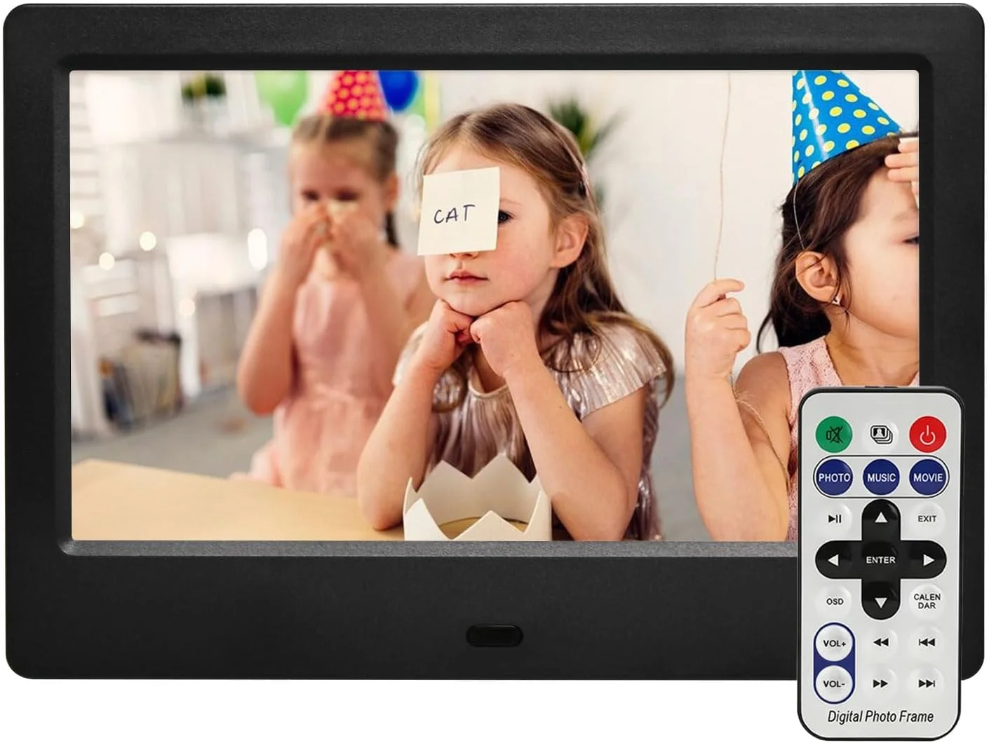 قاب عکس دیجیتال 7 اینچی، با قابلیت پخش عکس/فیلم/موسیقی از طریق USB یا SD، صفحه نمایش HD IPS با کنترل از راه دور، استفاده آسان، هدیه برای مادر و پدر