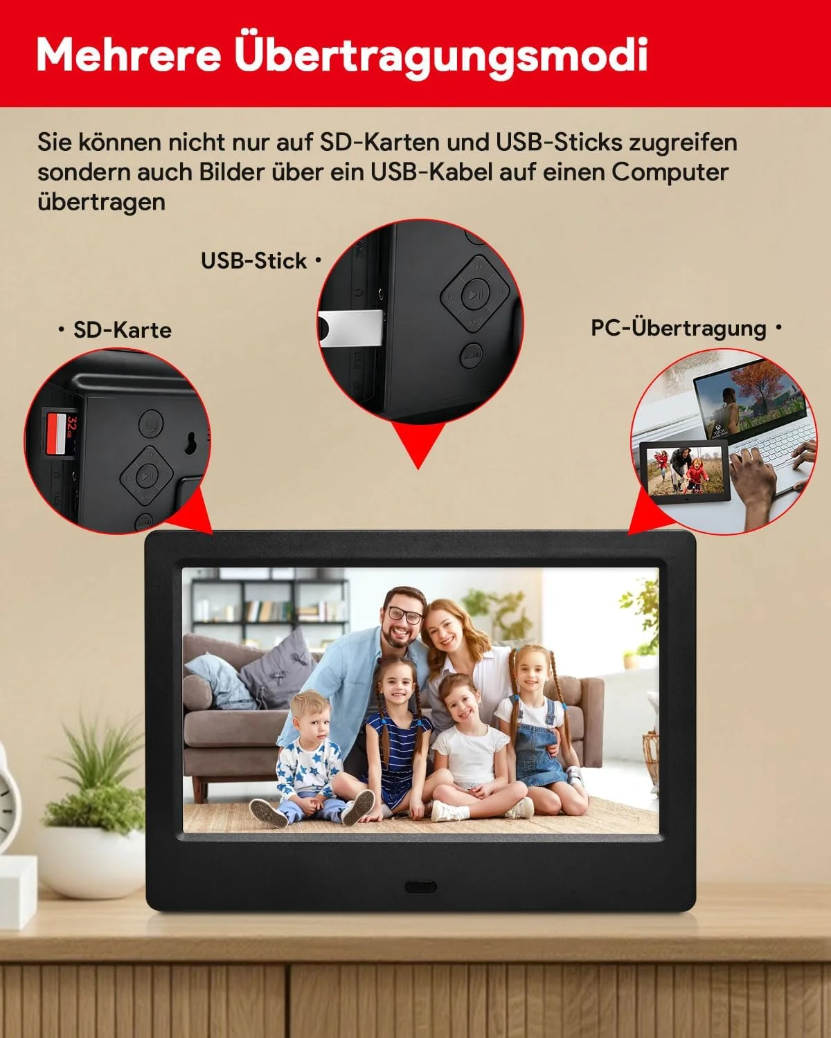 قاب عکس دیجیتال 7 اینچی، با قابلیت پخش عکس/فیلم/موسیقی از طریق USB یا SD، صفحه نمایش HD IPS با کنترل از راه دور، استفاده آسان، هدیه برای مادر و پدر قاب عکس دیجیتال 7 اینچی، با قابلیت پخش عکس/فیلم/موسیقی از طریق USB یا SD، صفحه نمایش HD IPS با کنترل از راه دور، استفاده آسان، هدیه برای مادر و پدر