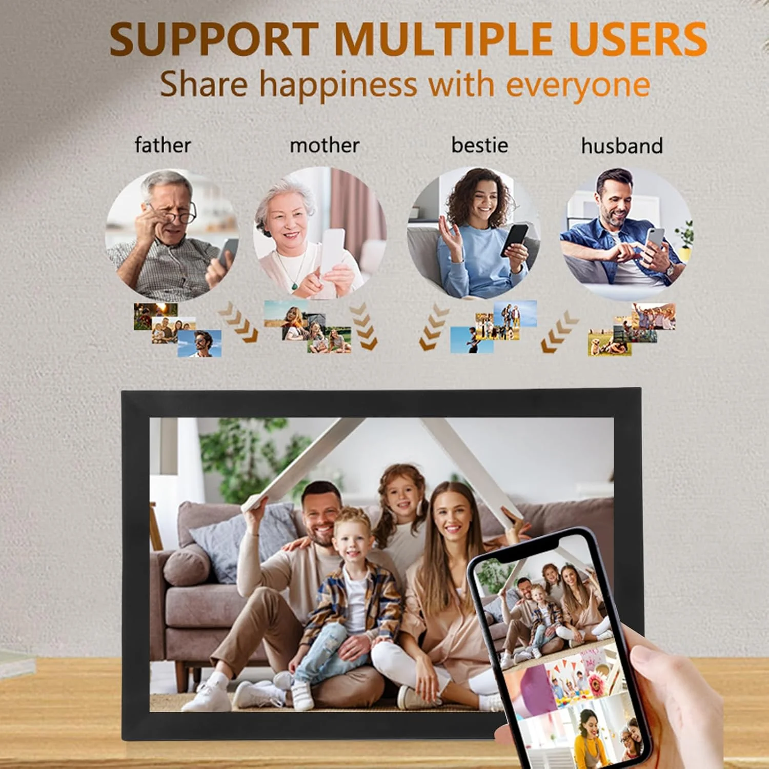 قاب عکس دیجیتال وای فای، قاب عکس دیجیتال 16.7 اینچی، رزولوشن 1920x1080، 1 گیگابایت DDR3 32 گیگابایت حافظه، صفحه لمسی خازنی LCD HD آلبوم الکترونیکی هوشمند ابری برای دکوراسیون منزل (پلاگین UK) قاب عکس دیجیتال وای فای، قاب عکس دیجیتال 16.7 اینچی، رزولوشن 1920x1080، 1 گیگابایت DDR3 32 گیگابایت حافظه، صفحه لمسی خازنی LCD HD آلبوم الکترونیکی هوشمند ابری برای دکوراسیون منزل (پلاگین UK)